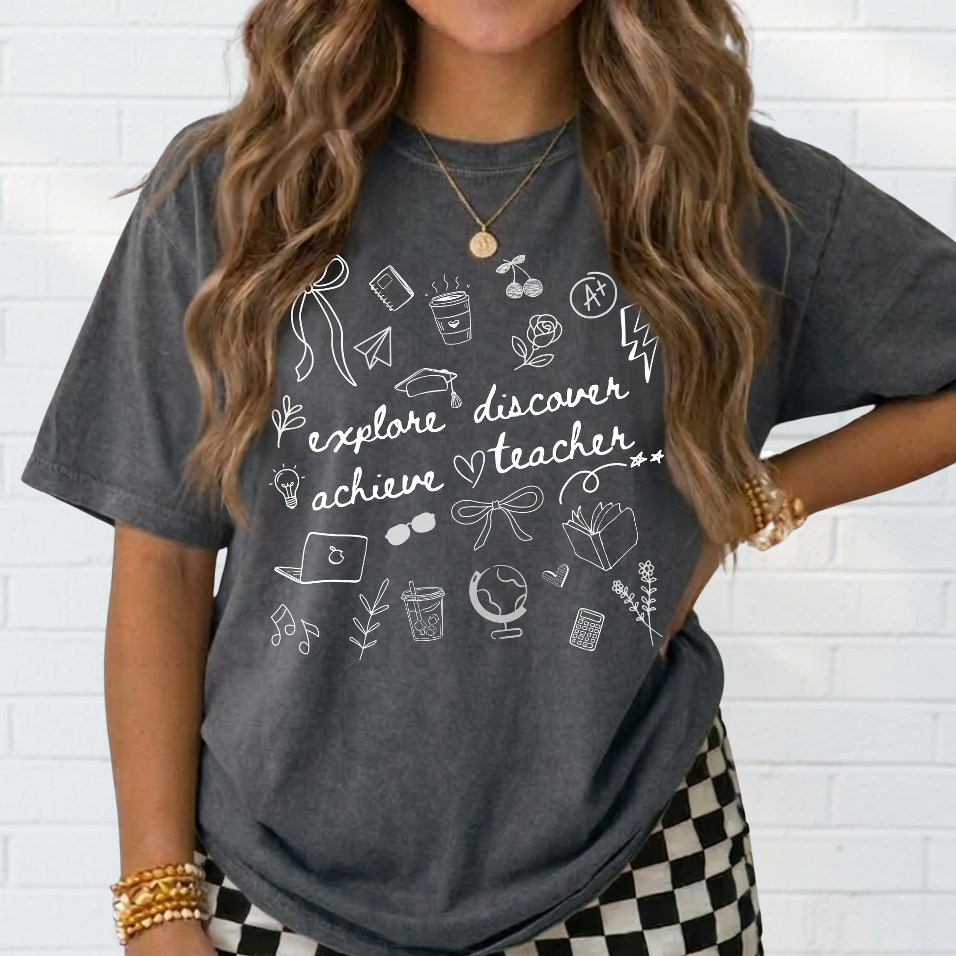 Teacher Doodle Shirt, Comfort Colors Teacher Tee, School Team Teacher Gift, Homeschool Teacher Tee - Staggs Styles Co