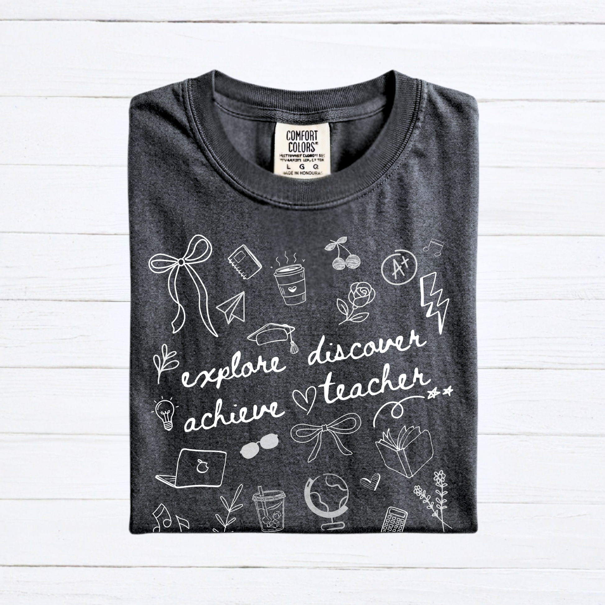 Teacher Doodle Shirt, Comfort Colors Teacher Tee, School Team Teacher Gift, Homeschool Teacher Tee - Staggs Styles Co