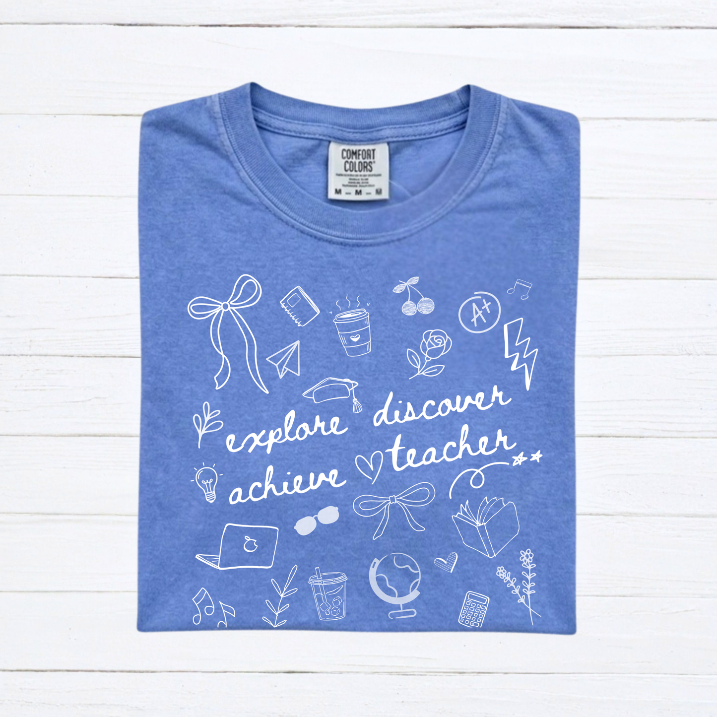 Teacher Doodle Shirt, Comfort Colors Teacher Tee, School Team Teacher Gift, Homeschool Teacher Tee - Staggs Styles Co
