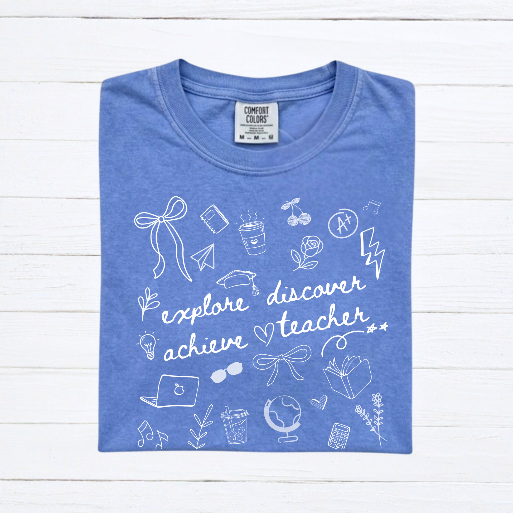 Teacher Doodle Shirt, Comfort Colors Teacher Tee, School Team Teacher Gift, Homeschool Teacher Tee - Staggs Styles Co