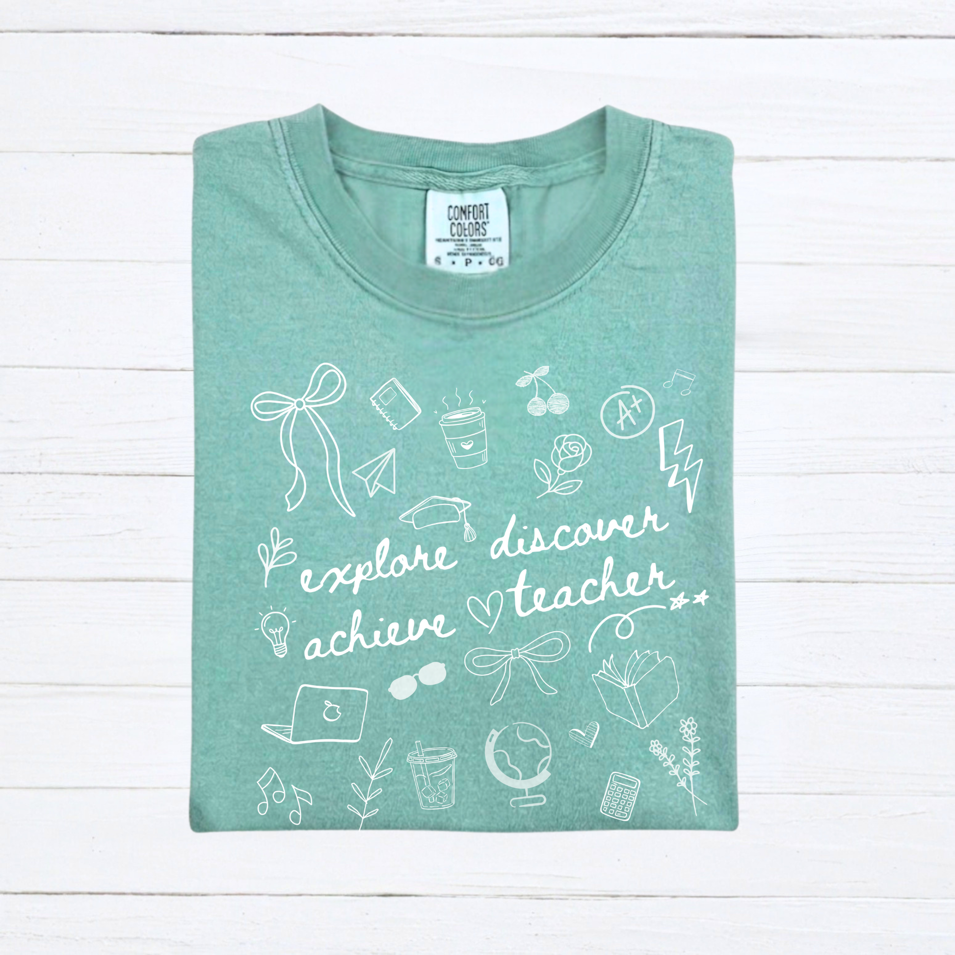 Teacher Doodle Shirt, Comfort Colors Teacher Tee, School Team Teacher Gift, Homeschool Teacher Tee - Staggs Styles Co