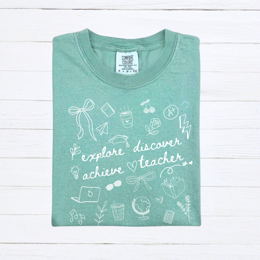 Teacher Doodle Shirt, Comfort Colors Teacher Tee, School Team Teacher Gift, Homeschool Teacher Tee - Staggs Styles Co