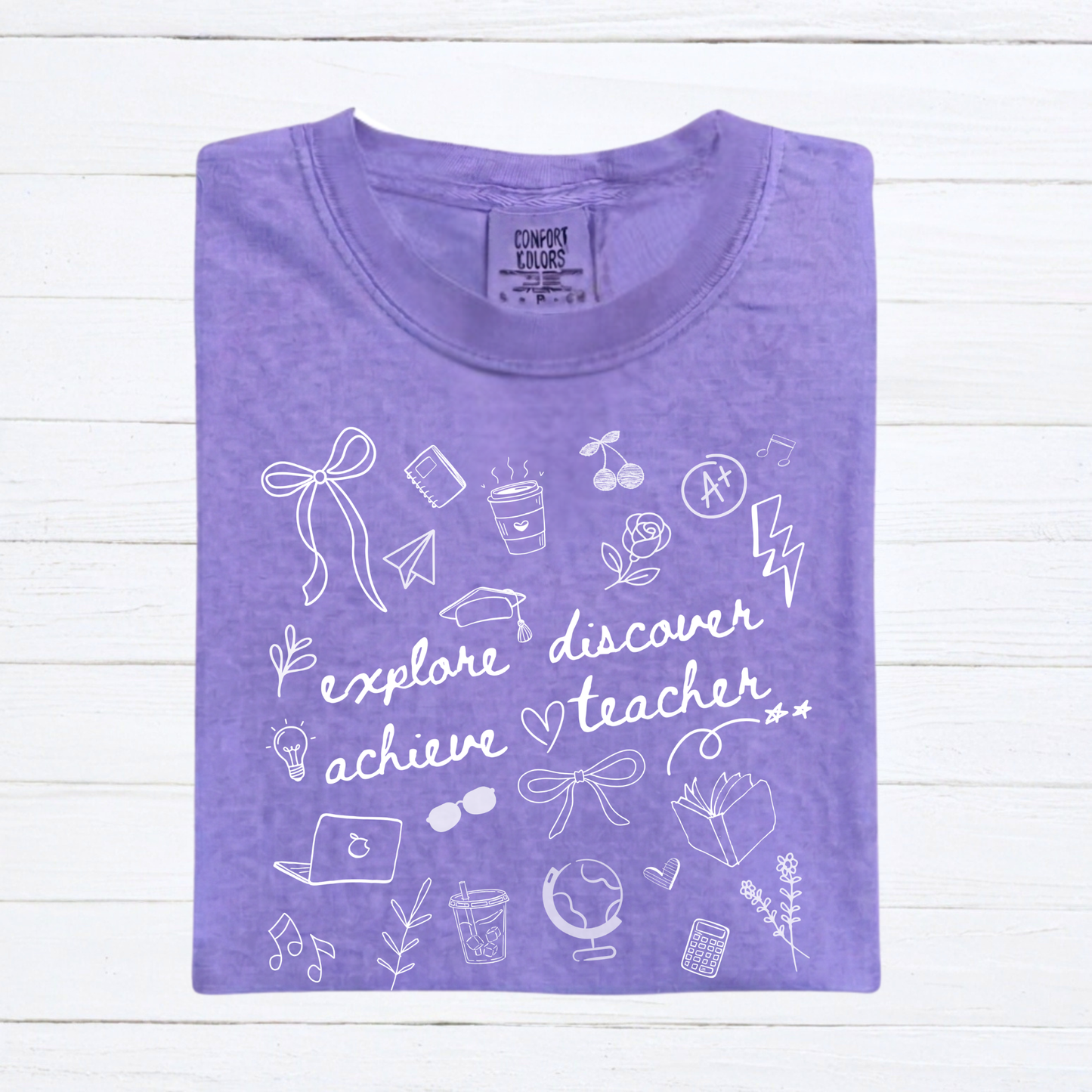 Teacher Doodle Shirt, Comfort Colors Teacher Tee, School Team Teacher Gift, Homeschool Teacher Tee - Staggs Styles Co