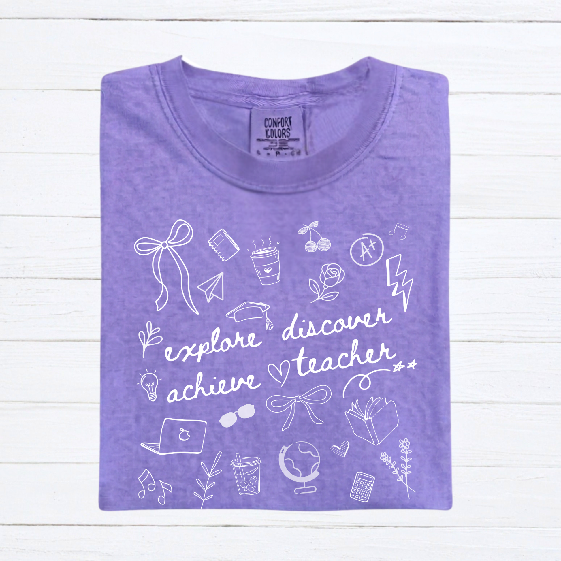 Teacher Doodle Shirt, Comfort Colors Teacher Tee, School Team Teacher Gift, Homeschool Teacher Tee - Staggs Styles Co