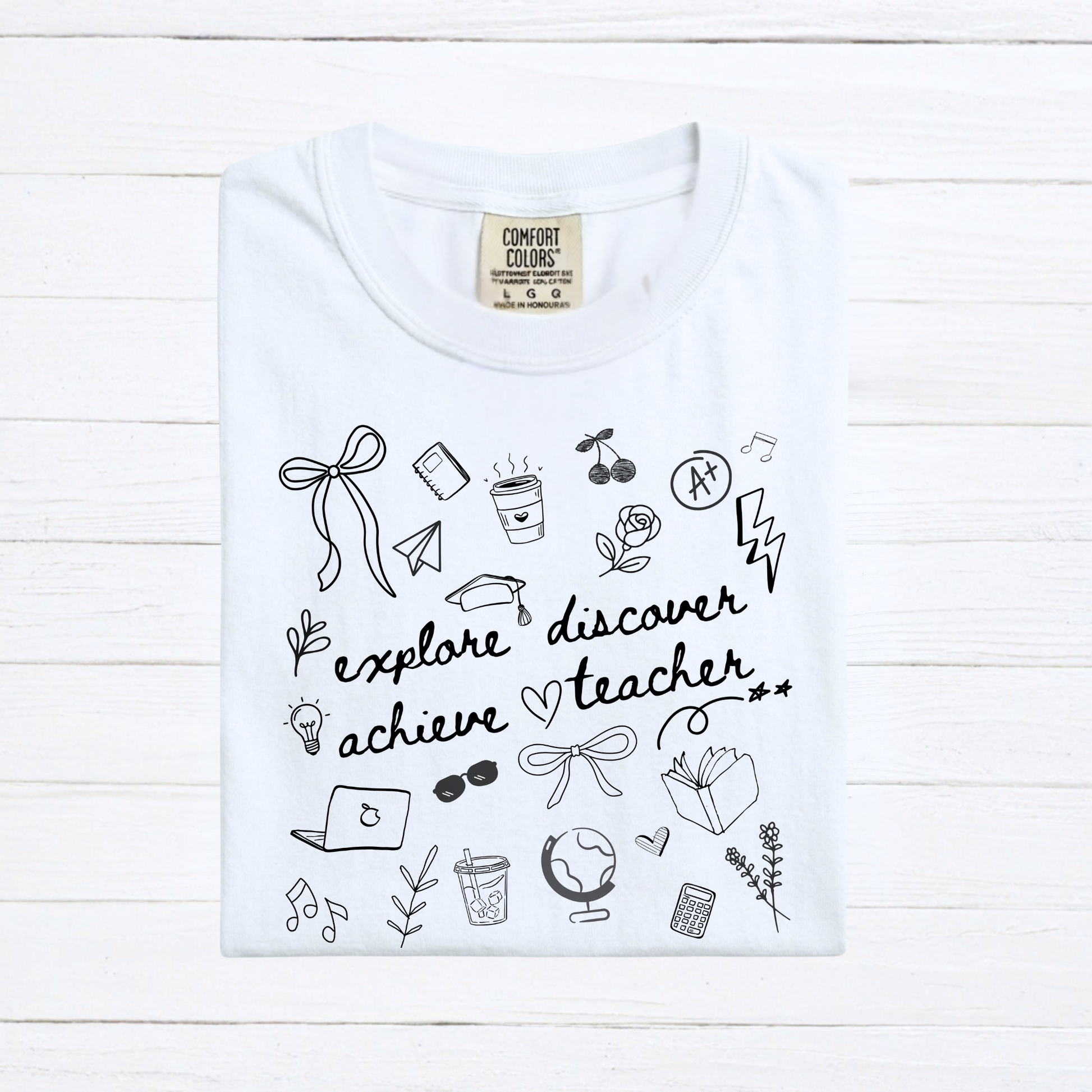 Teacher Doodle Shirt, Comfort Colors Teacher Tee, School Team Teacher Gift, Homeschool Teacher Tee - Staggs Styles Co