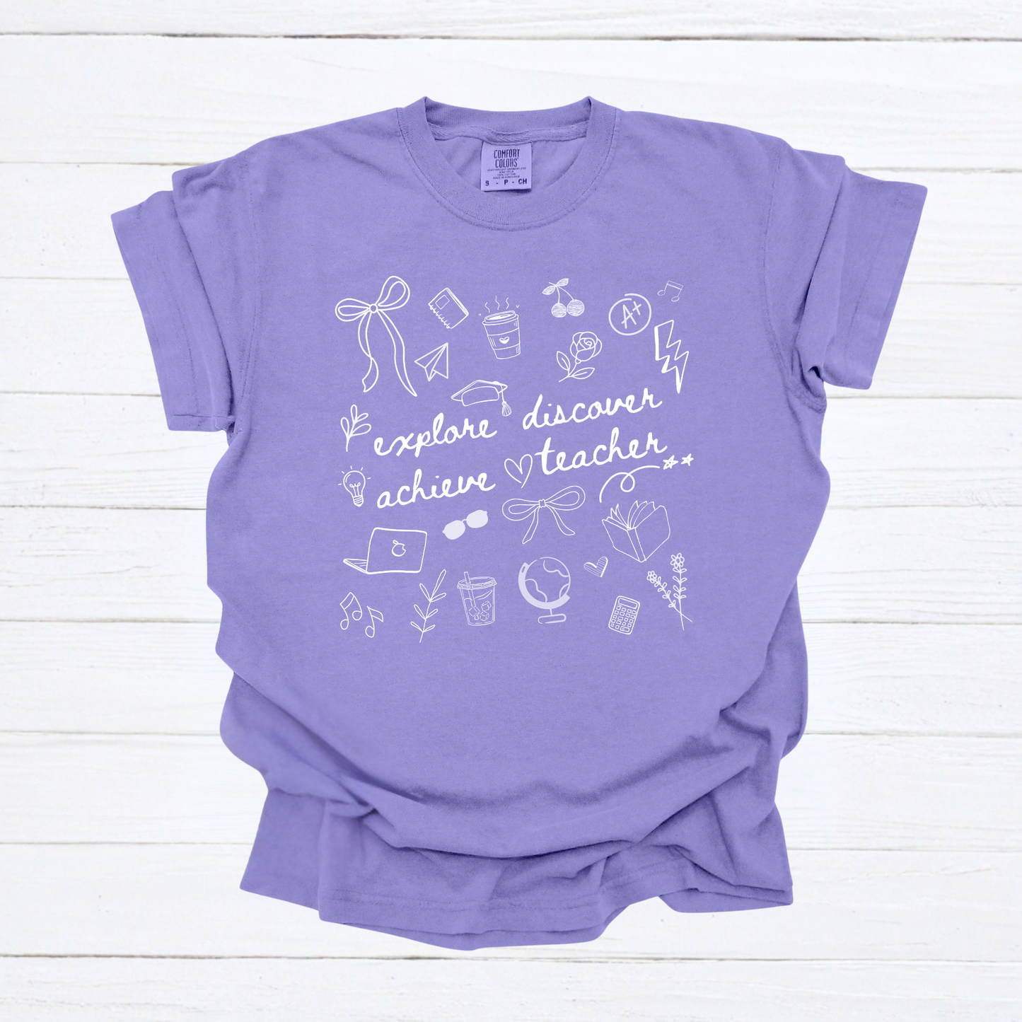 Teacher Doodle Shirt, Comfort Colors Teacher Tee, School Team Teacher Gift, Homeschool Teacher Tee - Staggs Styles Co