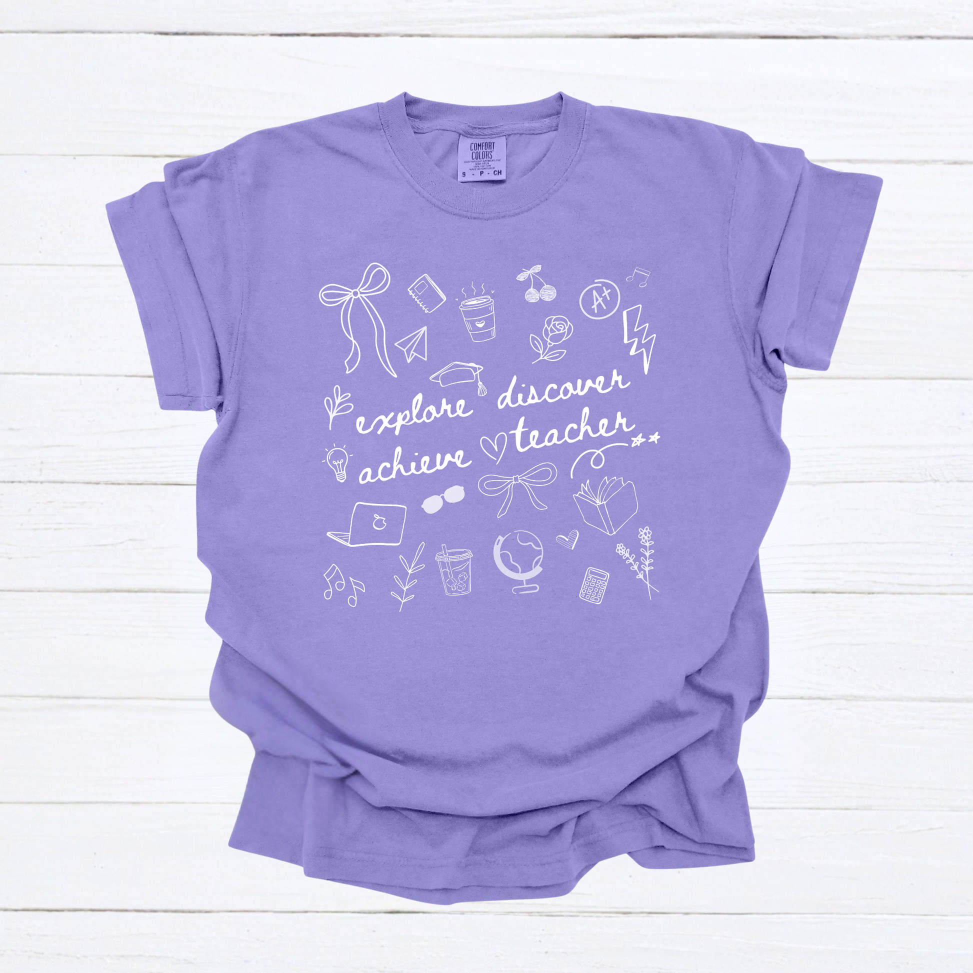 Teacher Doodle Shirt, Comfort Colors Teacher Tee, School Team Teacher Gift, Homeschool Teacher Tee - Staggs Styles Co