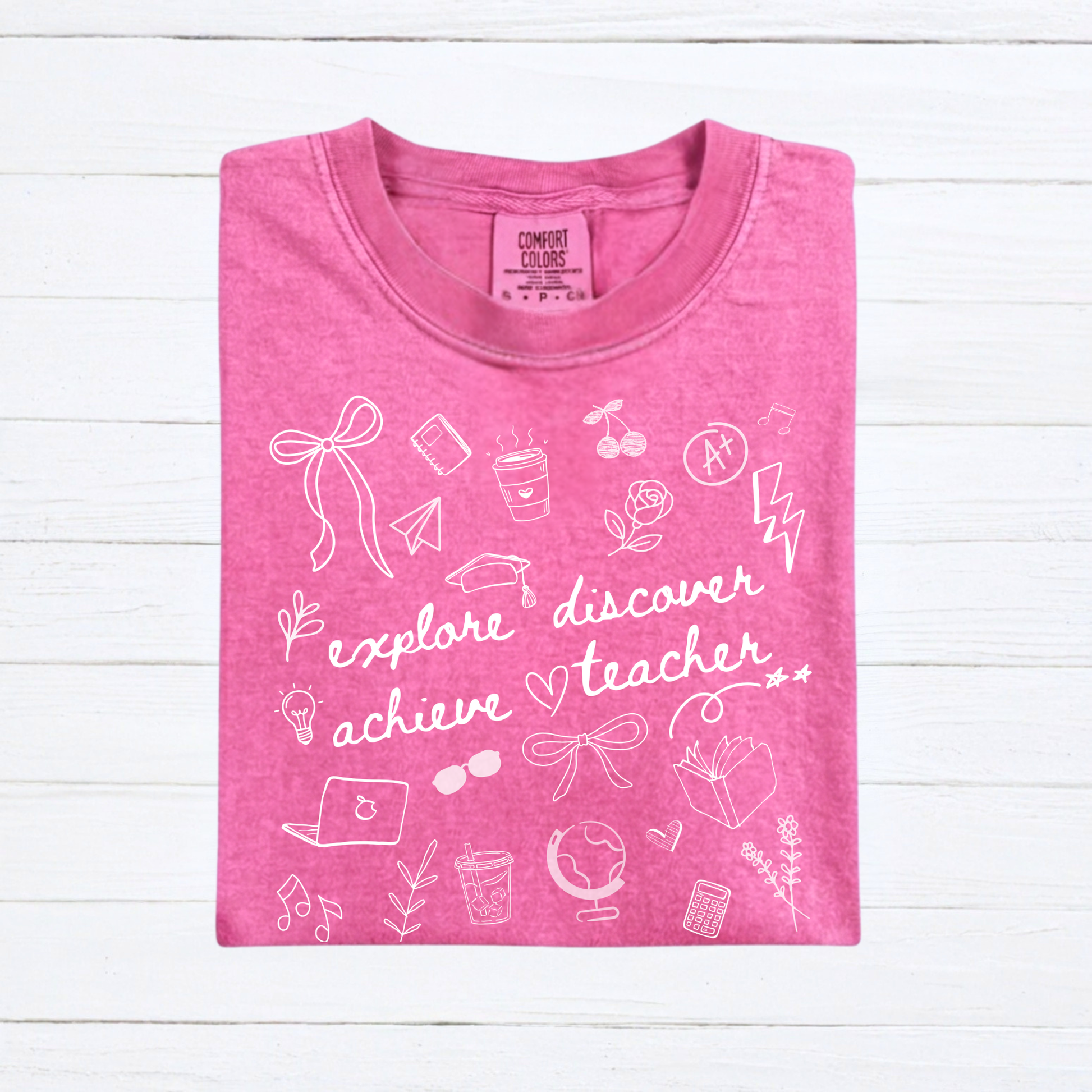 Teacher Doodle Shirt, Comfort Colors Teacher Tee, School Team Teacher Gift, Homeschool Teacher Tee - Staggs Styles Co