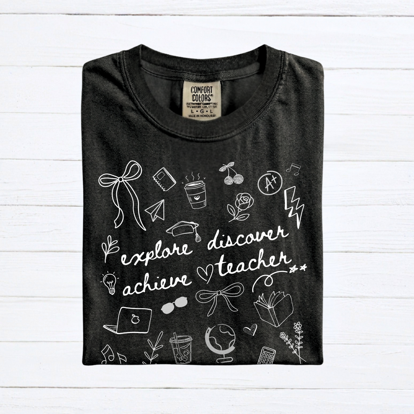 Teacher Doodle Shirt, Comfort Colors Teacher Tee, School Team Teacher Gift, Homeschool Teacher Tee - Staggs Styles Co