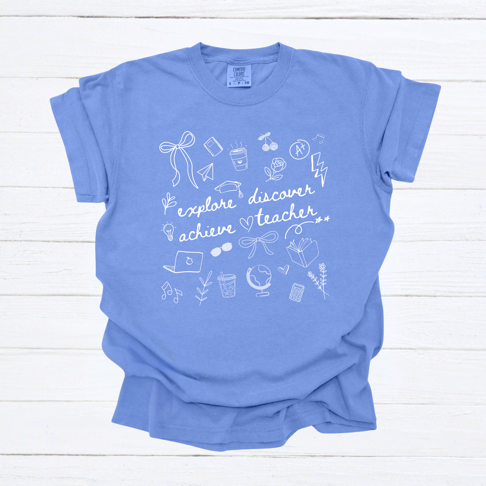 Teacher Doodle Shirt, Comfort Colors Teacher Tee, School Team Teacher Gift, Homeschool Teacher Tee - Staggs Styles Co