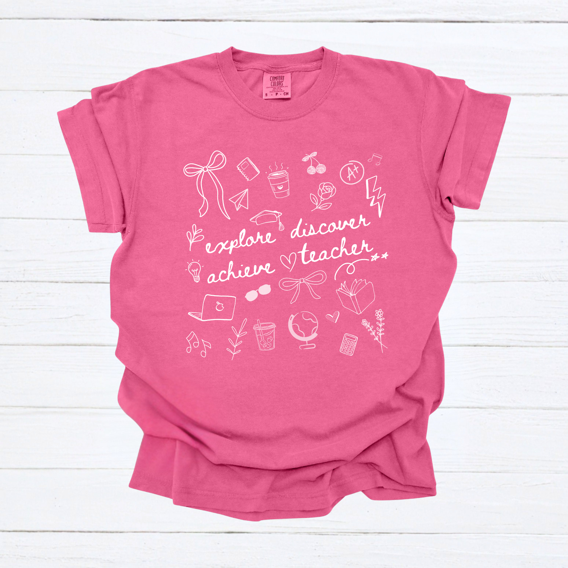 Teacher Doodle Shirt, Comfort Colors Teacher Tee, School Team Teacher Gift, Homeschool Teacher Tee - Staggs Styles Co