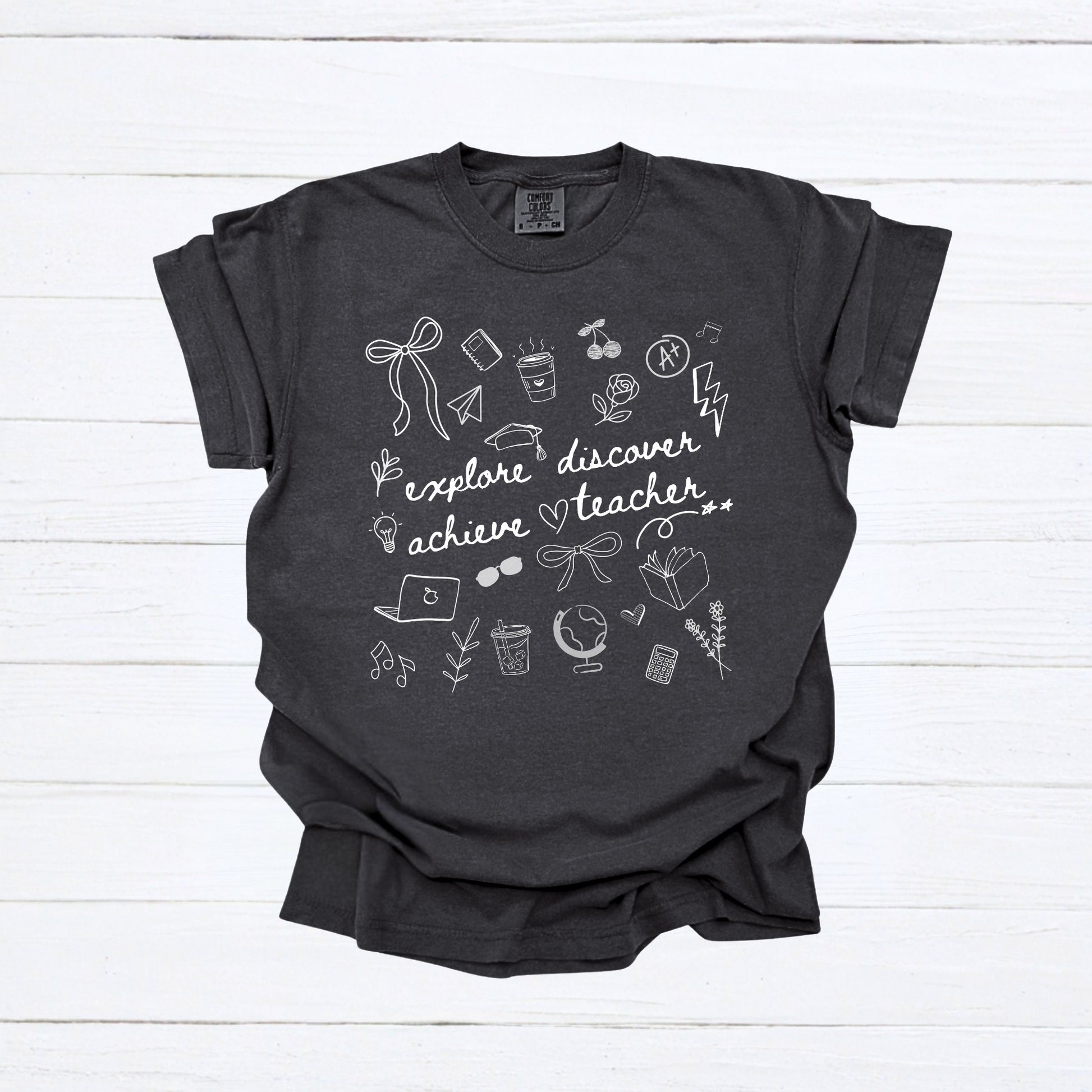 Teacher Doodle Shirt, Comfort Colors Teacher Tee, School Team Teacher Gift, Homeschool Teacher Tee - Staggs Styles Co