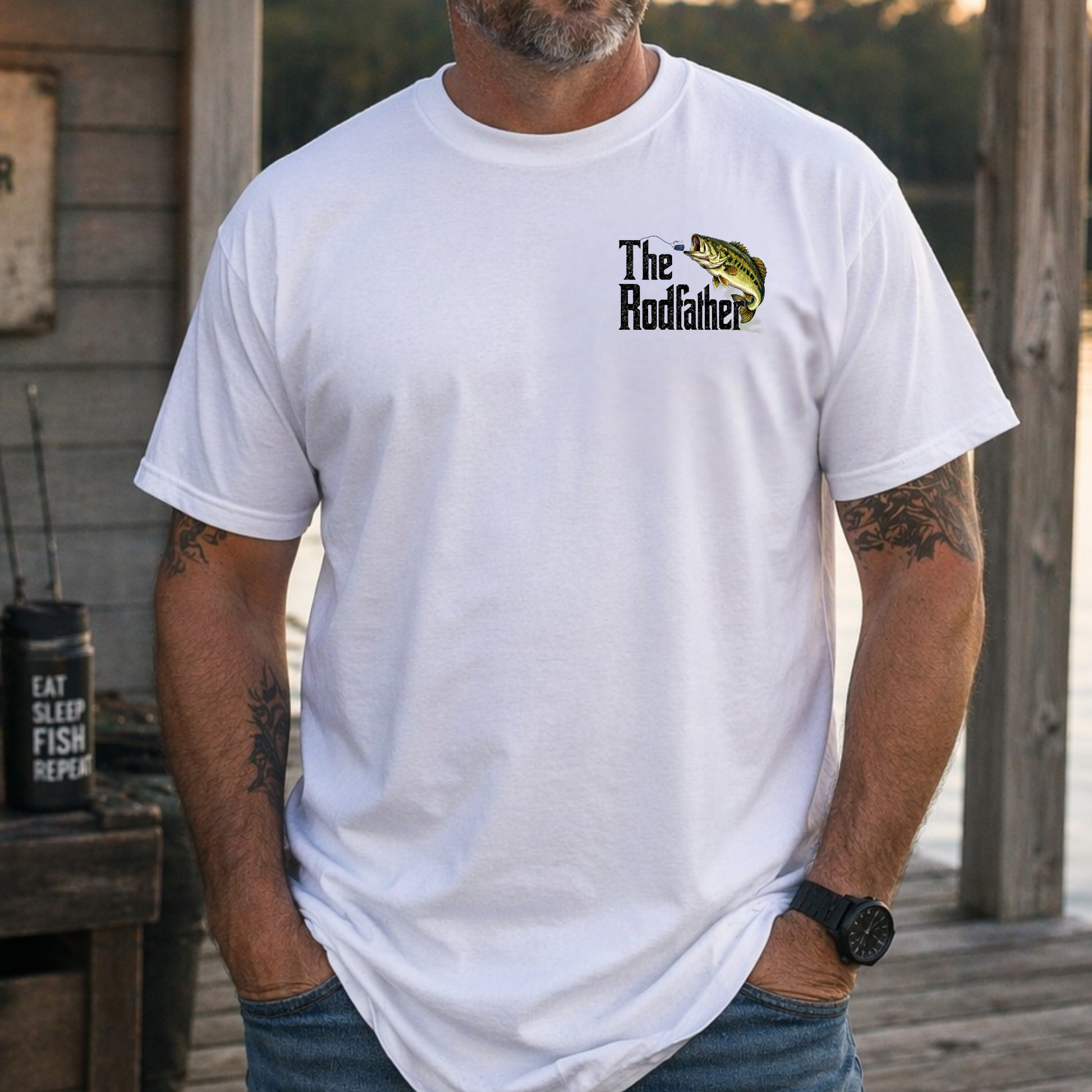 Rodfather Fishing Shirt, Funny Bass Fishing Tee, Fishing Dad Gift, Angler Shirt, Big & Tall Size Tee, Fisherman Gift, Lake Life Shirt - Staggs Styles Co