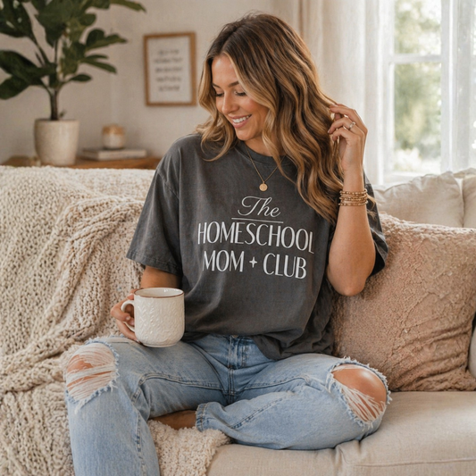 The Homeschool Mom Club Tee, Custom Comfort Colors Graphic Shirt, Homeschool Mom Gift, Homeschool Teacher Shirt - Staggs Styles Co