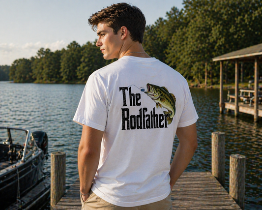The Rodfather Fishing Shirt, Men's Casual Everyday Wear, Bass Fishing Tee, Dad Gift - Staggs Styles Co
