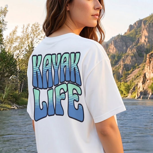 Kayak Life Shirt, Groovy Style Outdoor Adventure Tee, Summer Shirt, River Crew Unisex Tee