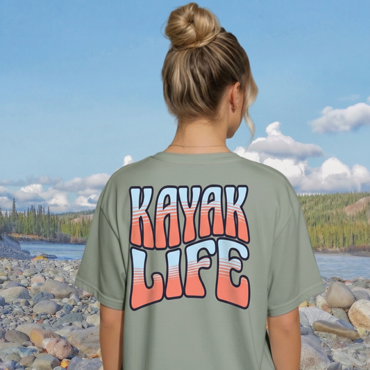 Kayak Life Shirt, Groovy Style Outdoor Adventure Tee, Summer Shirt, River Crew Unisex Tee