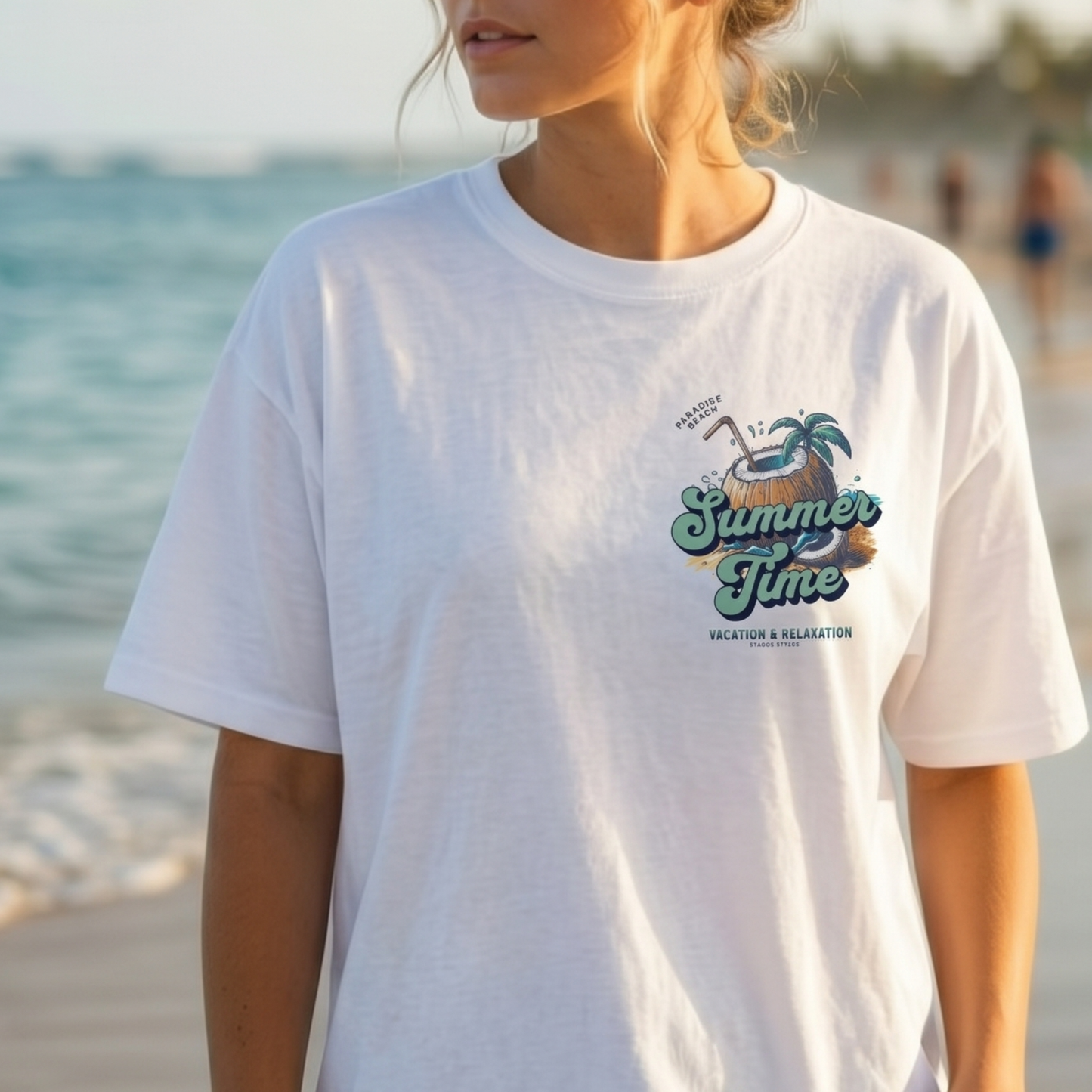 Summertime Shirt, Coconut Palm Vacation & Relaxation Graphic Vintage Tee