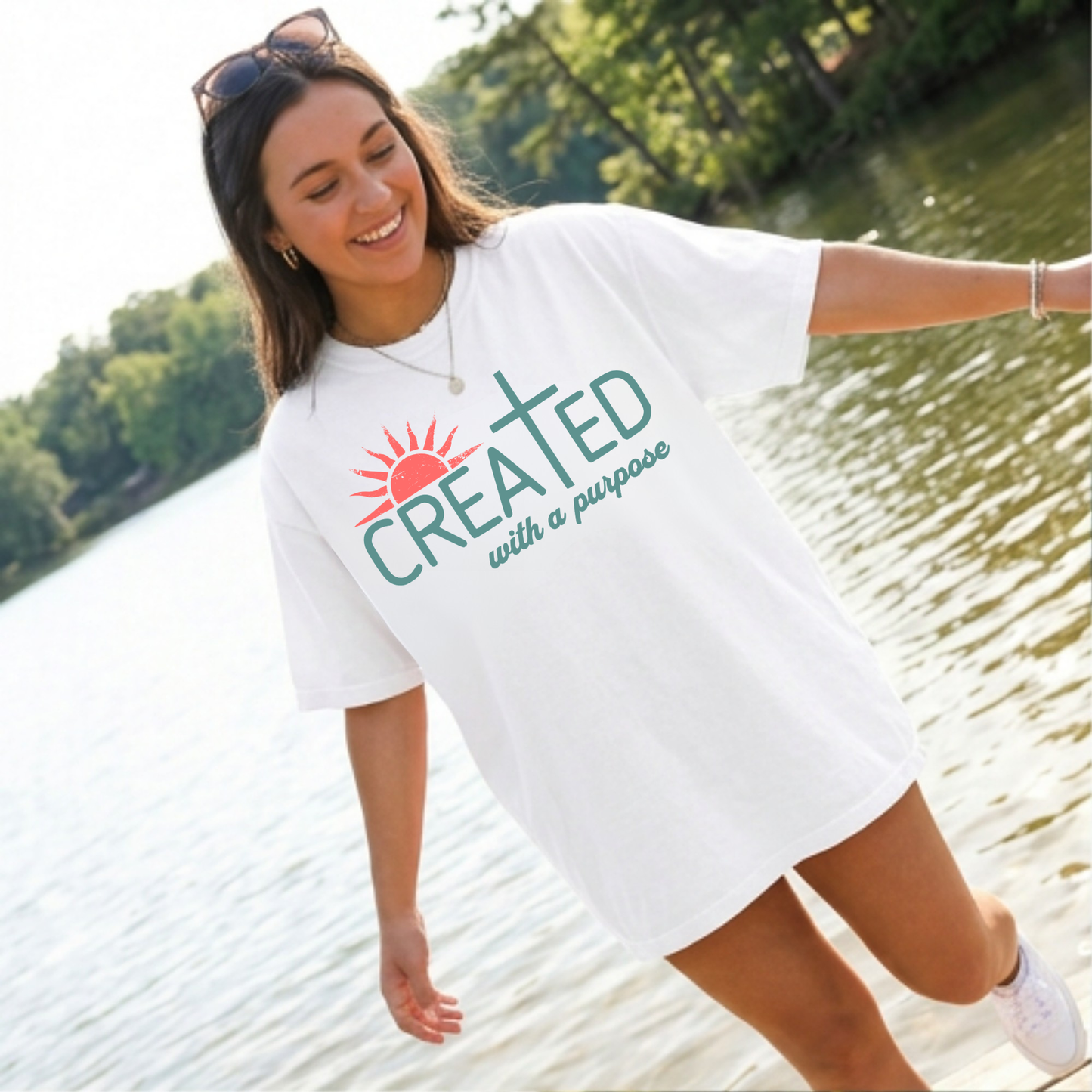 Created With a Purpose Shirt, Faith-based Graphic Tee, Aesthetic Cross Tee, Christian T-Shirt, Soft Cotton Shirt