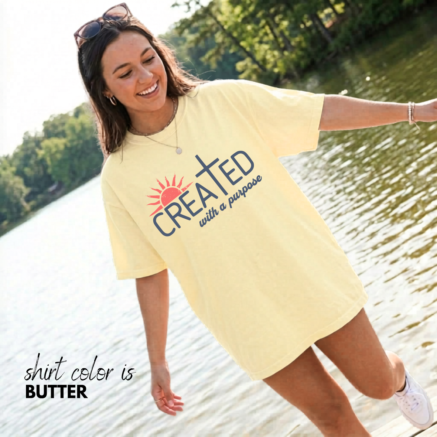 Created With a Purpose Shirt, Faith-based Graphic Tee, Aesthetic Cross Tee, Christian T-Shirt, Soft Cotton Shirt