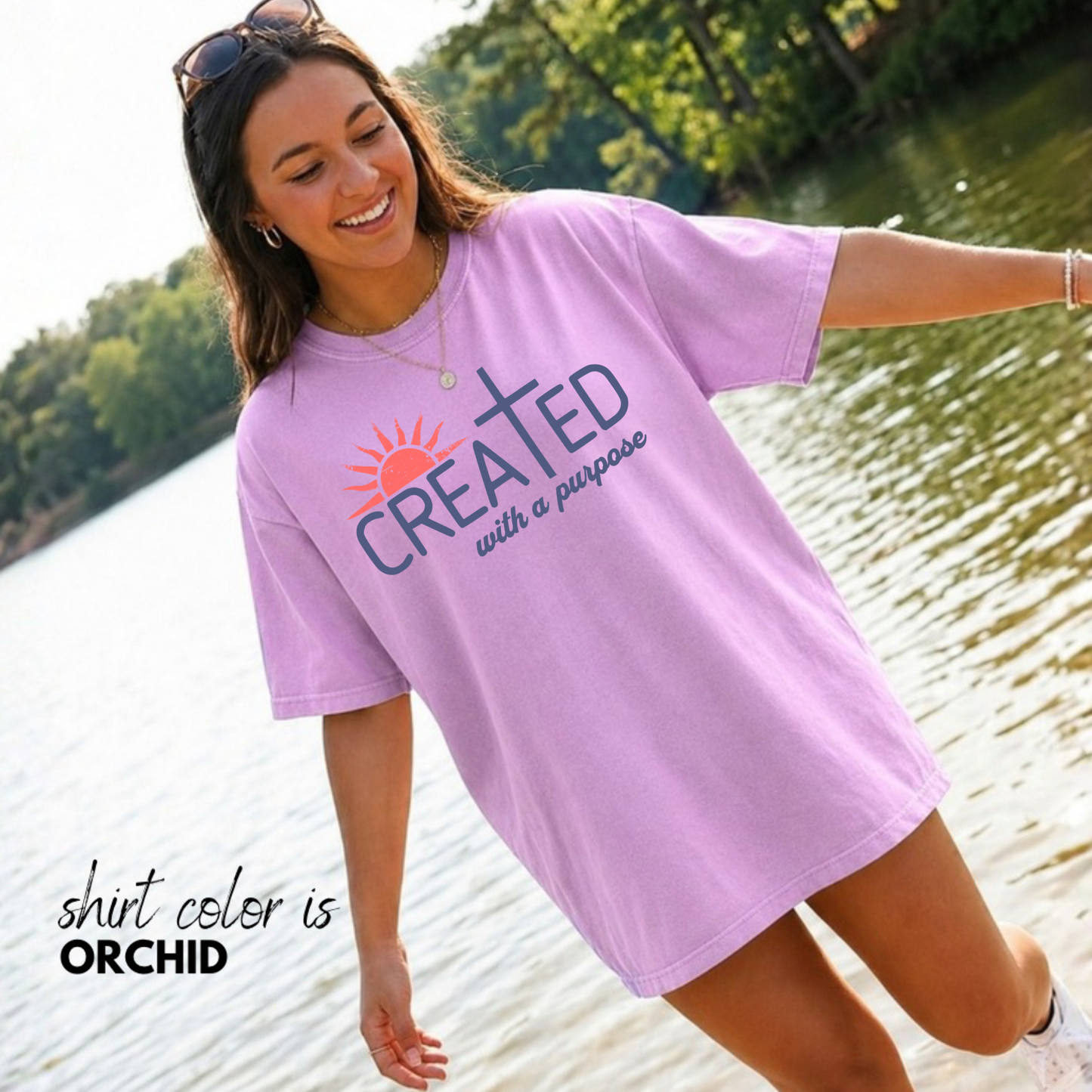 Created With a Purpose Shirt, Faith-based Graphic Tee, Aesthetic Cross Tee, Christian T-Shirt, Soft Cotton Shirt