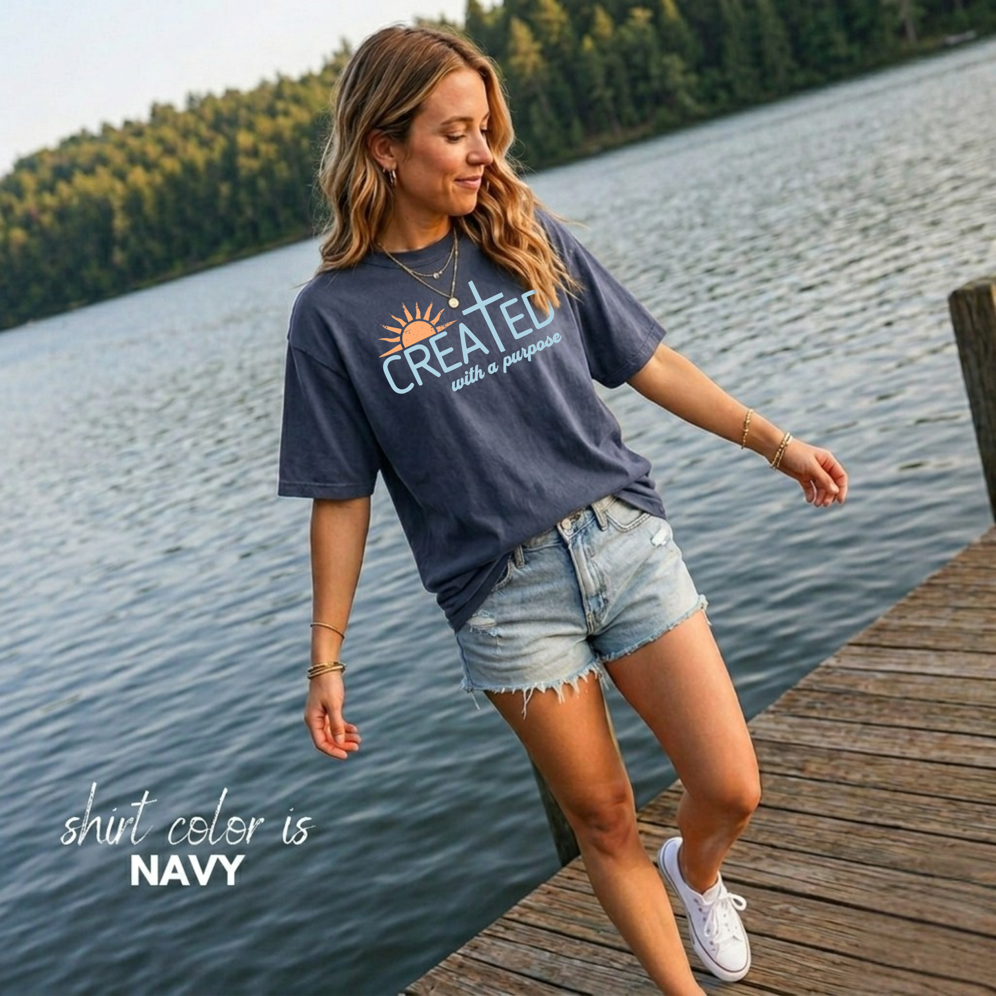 Created With a Purpose Shirt, Faith-based Graphic Tee, Aesthetic Cross Tee, Christian T-Shirt, Soft Cotton Shirt