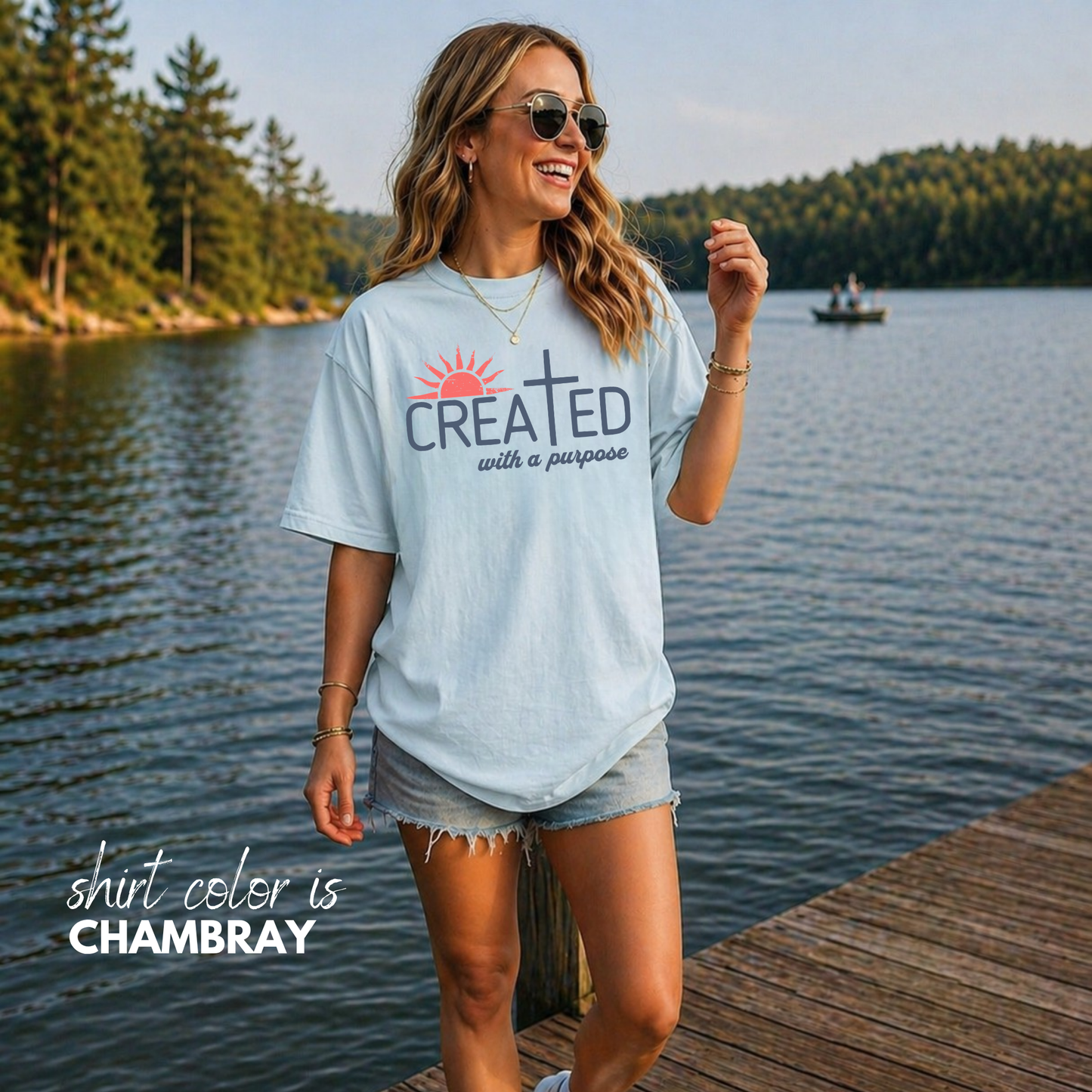 Created With a Purpose Shirt, Faith-based Graphic Tee, Aesthetic Cross Tee, Christian T-Shirt, Soft Cotton Shirt