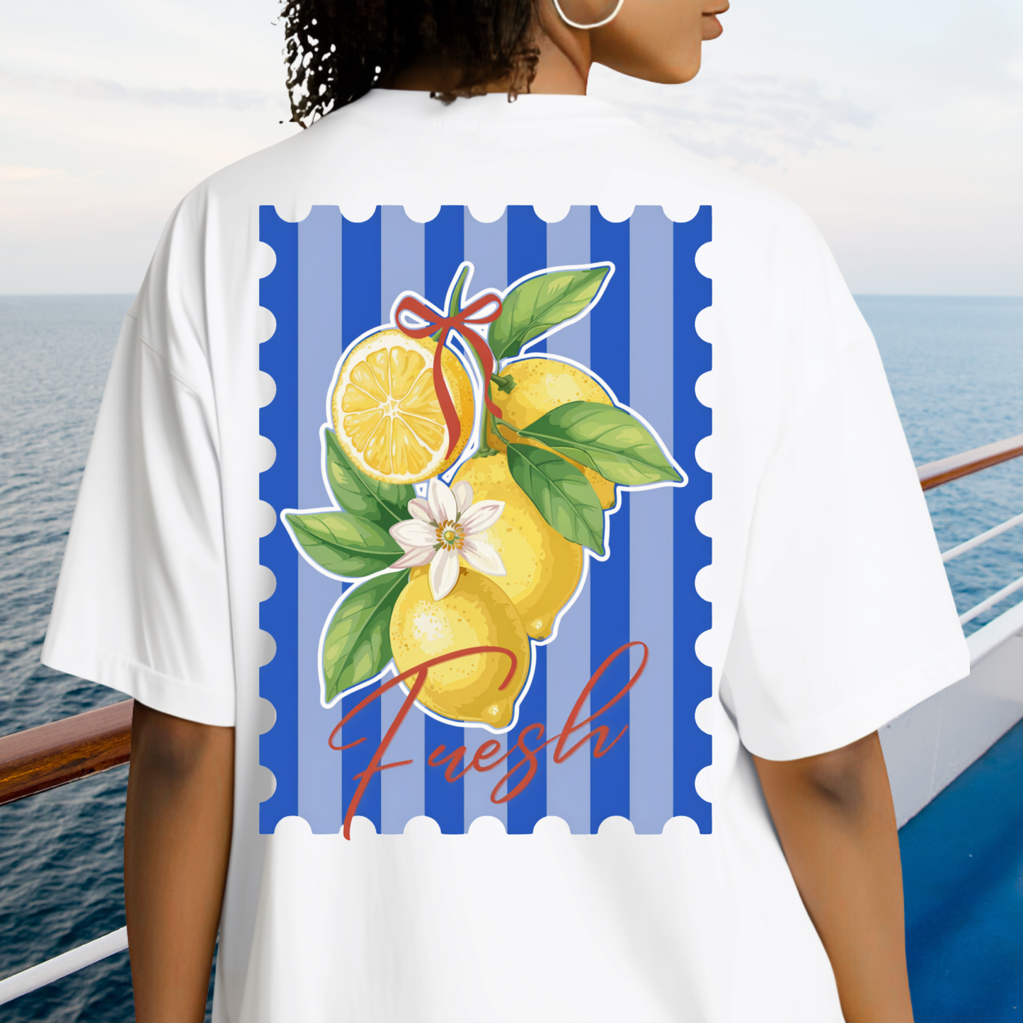 Lemon Postage-Stamp T-Shirt | Bright Citrus Graphic Tee