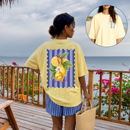 Lemon Postage-Stamp T-Shirt | Bright Citrus Graphic Tee