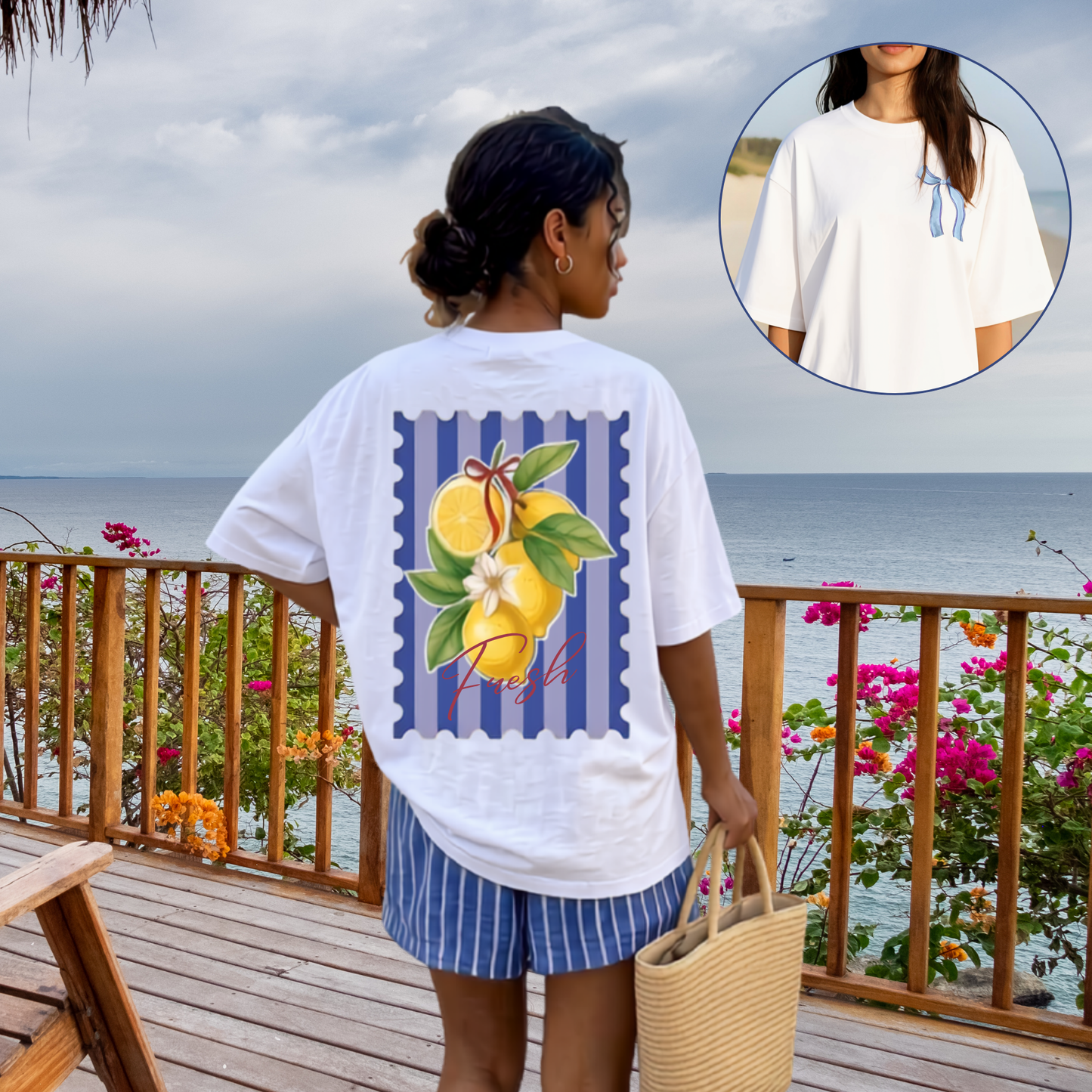Lemon Postage-Stamp T-Shirt | Bright Citrus Graphic Tee