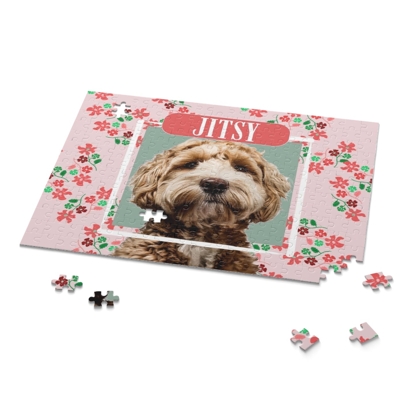 Custom Pet Portrait Puzzle – Personalized Dog Name Jigsaw (120/252/500 pcs) - Staggs Styles Co