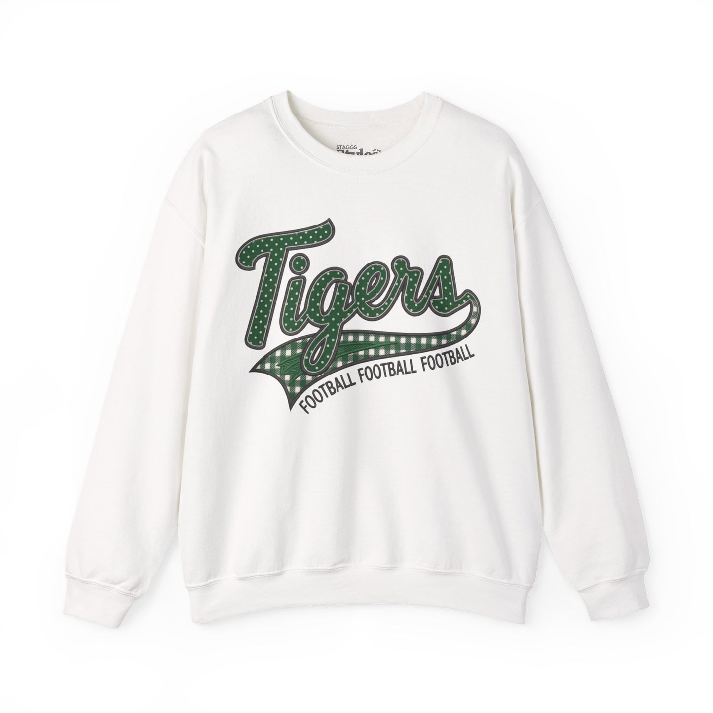 Tigers Football Crewneck Sweatshirt | Retro Game Day Mama & School Spirit Pullover | Green
