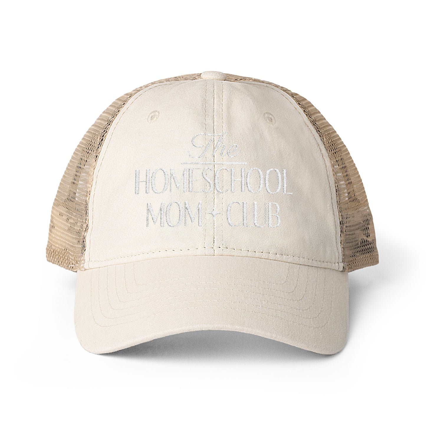 Women's Washed Mesh-Back Cap, Homeschool Mom, Floral Hat, Camo Hat, SnapBack, Ponytail Hat, Makeup Resistant Hat