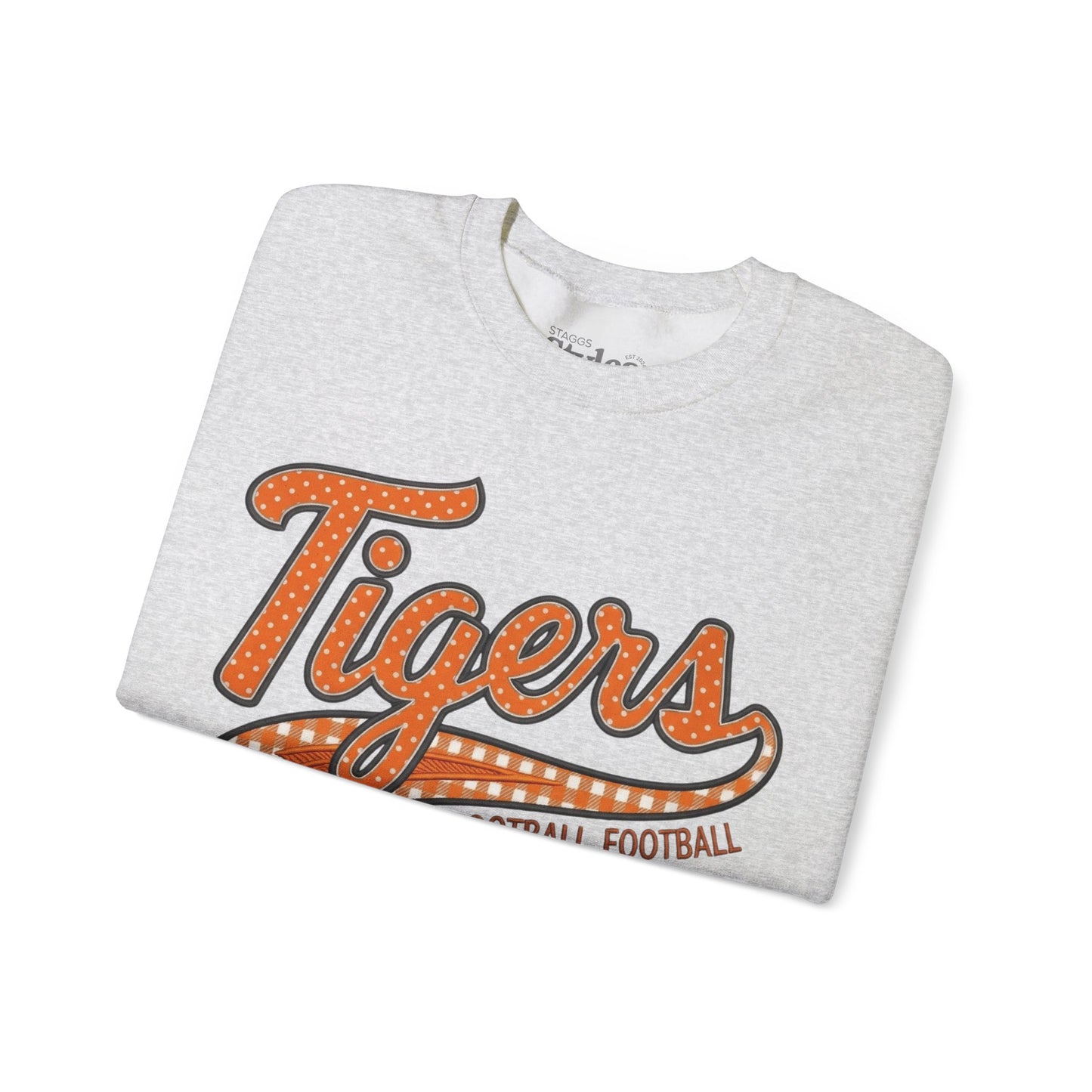 Tigers Football Crewneck Sweatshirt | Retro Game Day Mama & School Spirit Pullover | Orange