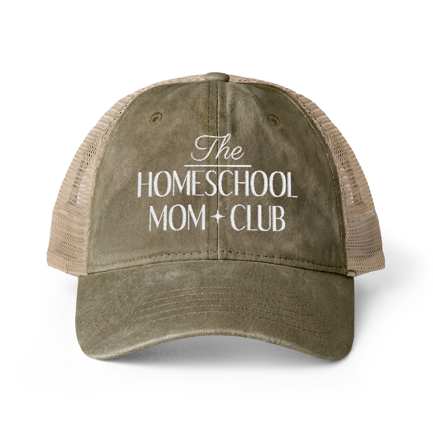 Women's Washed Mesh-Back Cap, Homeschool Mom, Floral Hat, Camo Hat, SnapBack, Ponytail Hat, Makeup Resistant Hat