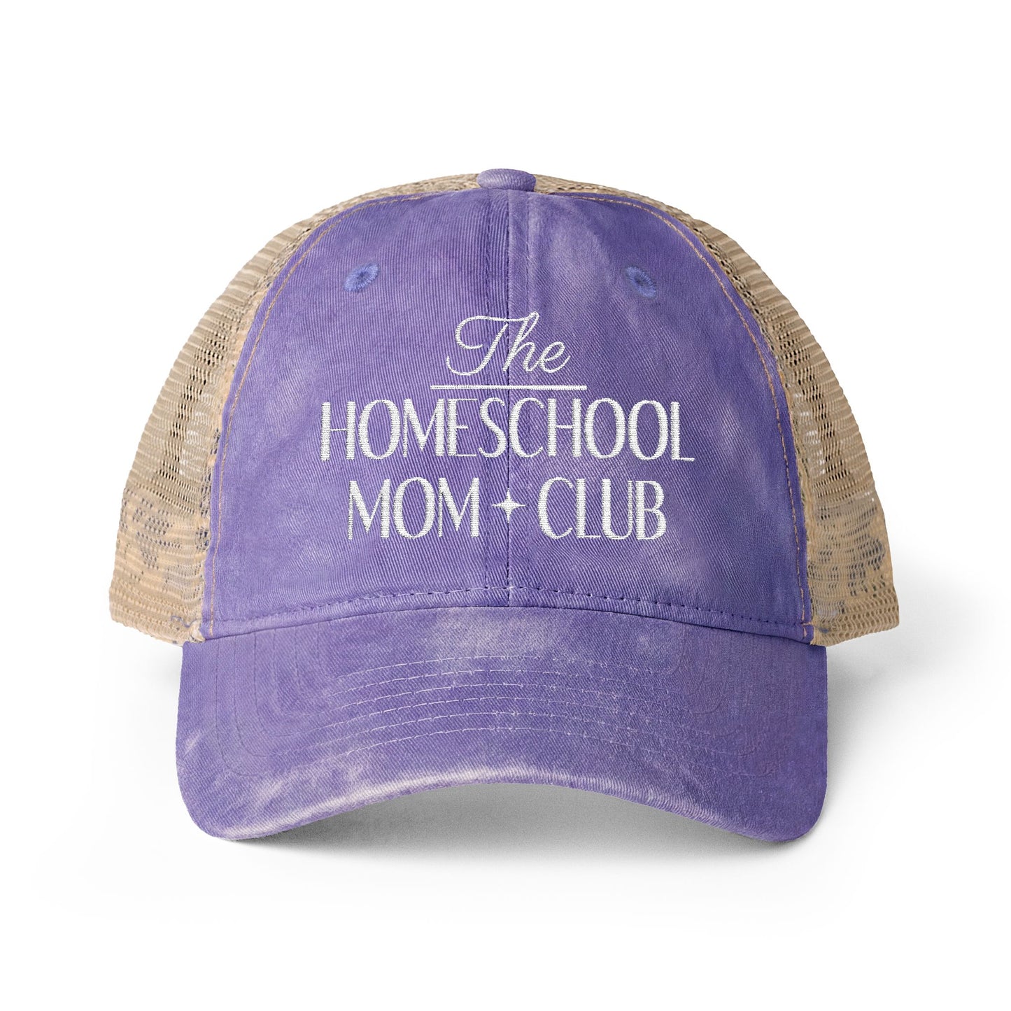 Women's Washed Mesh-Back Cap, Homeschool Mom, Floral Hat, Camo Hat, SnapBack, Ponytail Hat, Makeup Resistant Hat