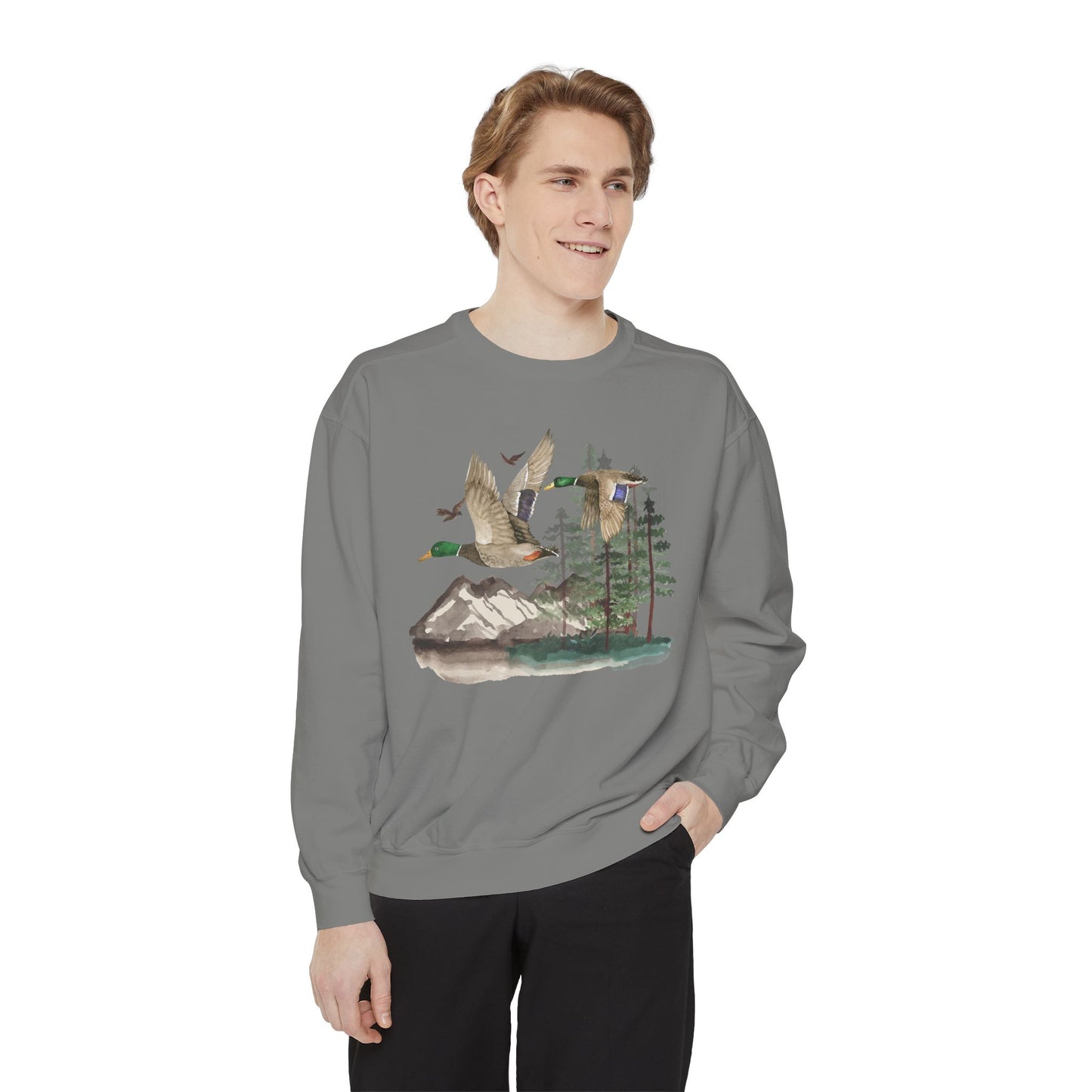 Duck Sweatshirt, Comfort Colors, Nature, Outdoors, Duck Hunting, Mallard, Cotton, Trendy