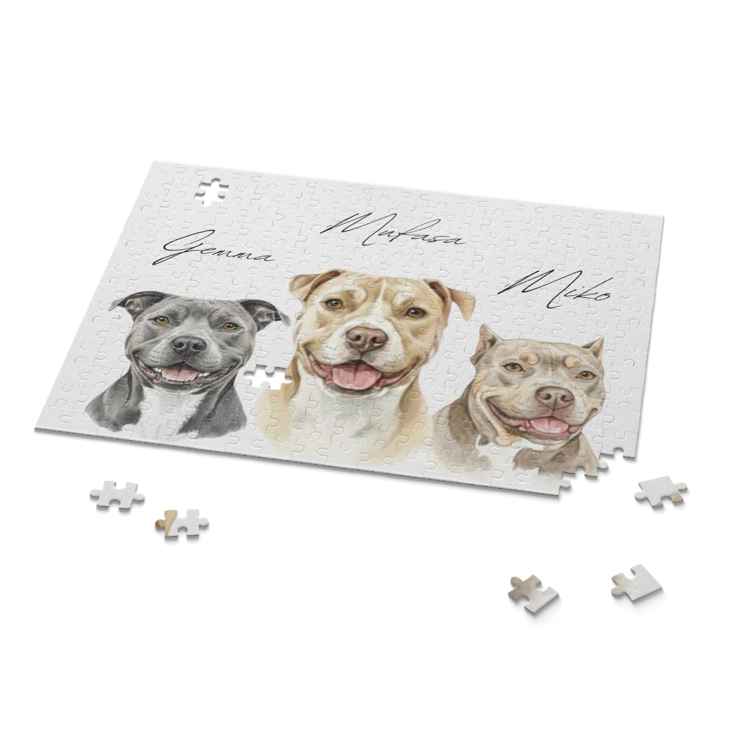 Custom Pet Portrait Puzzle – Personalized Dog Name Jigsaw (120/252/500 pcs)