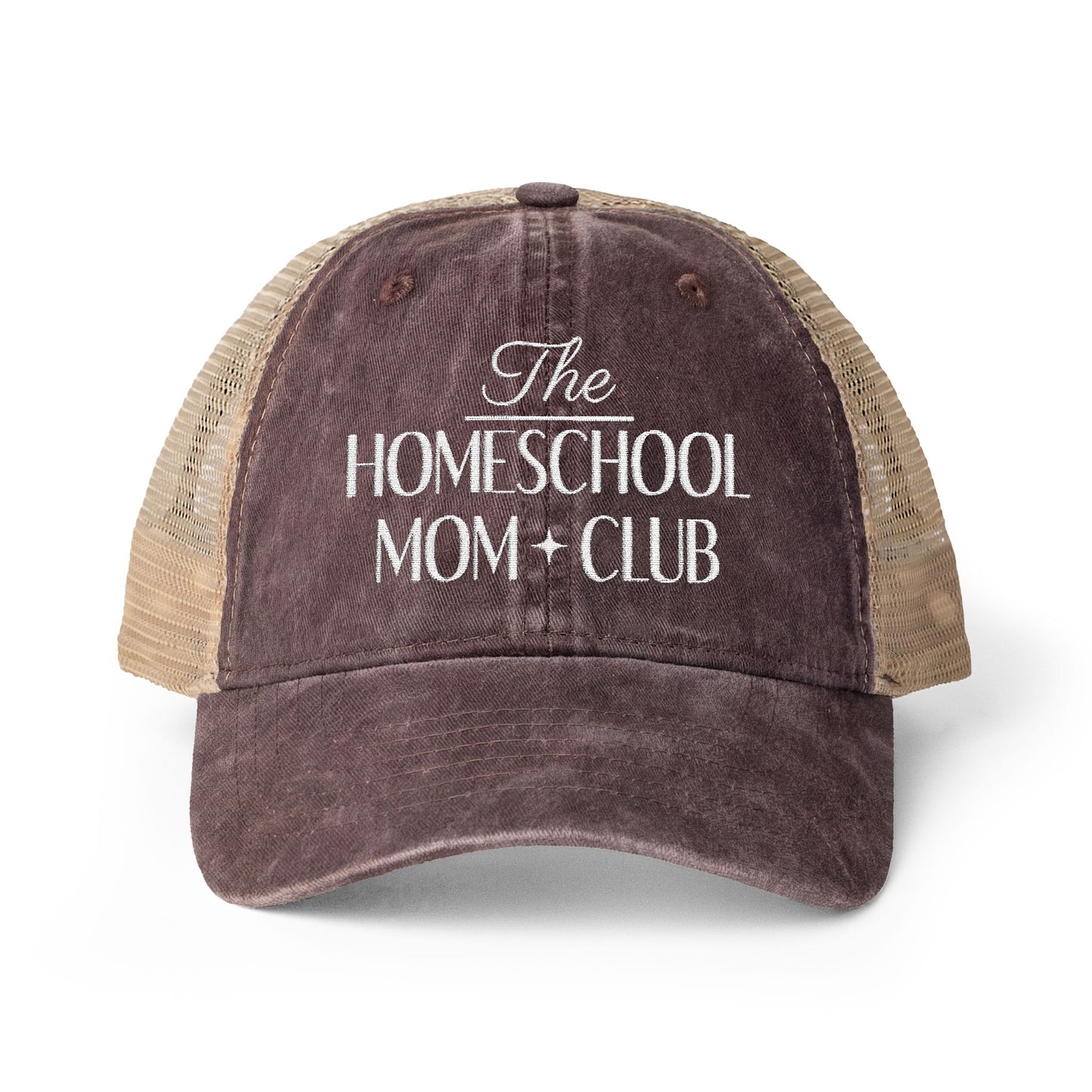 Women's Washed Mesh-Back Cap, Homeschool Mom, Floral Hat, Camo Hat, SnapBack, Ponytail Hat, Makeup Resistant Hat