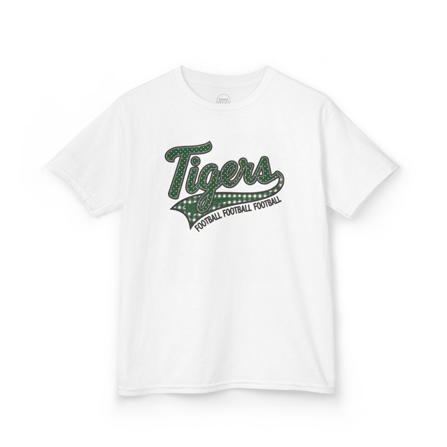 Tiger Football Retro Script Kids Tee | Vintage Tigers Game Day Shirt | School Spirit Tiger Football Tee