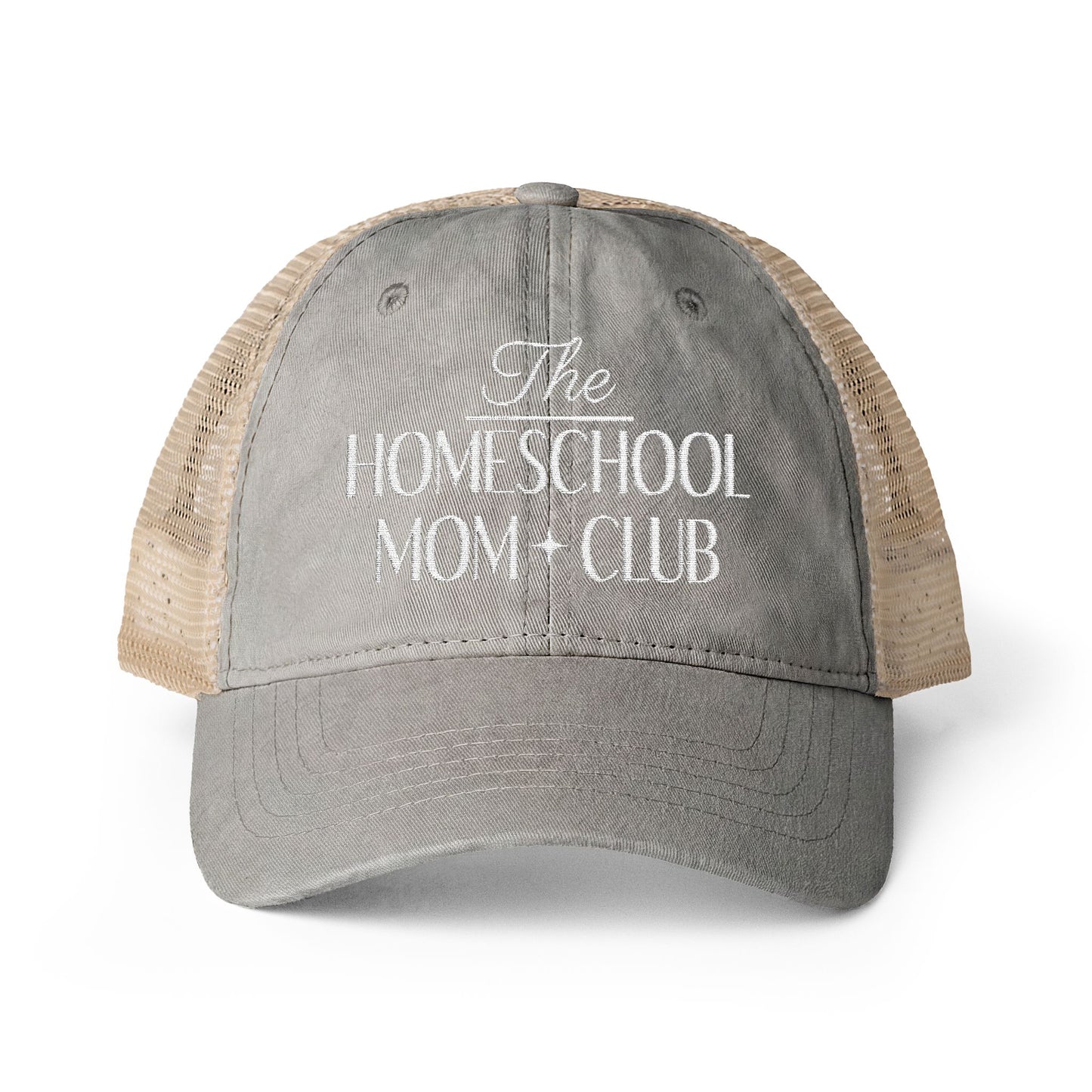 Women's Washed Mesh-Back Cap, Homeschool Mom, Floral Hat, Camo Hat, SnapBack, Ponytail Hat, Makeup Resistant Hat