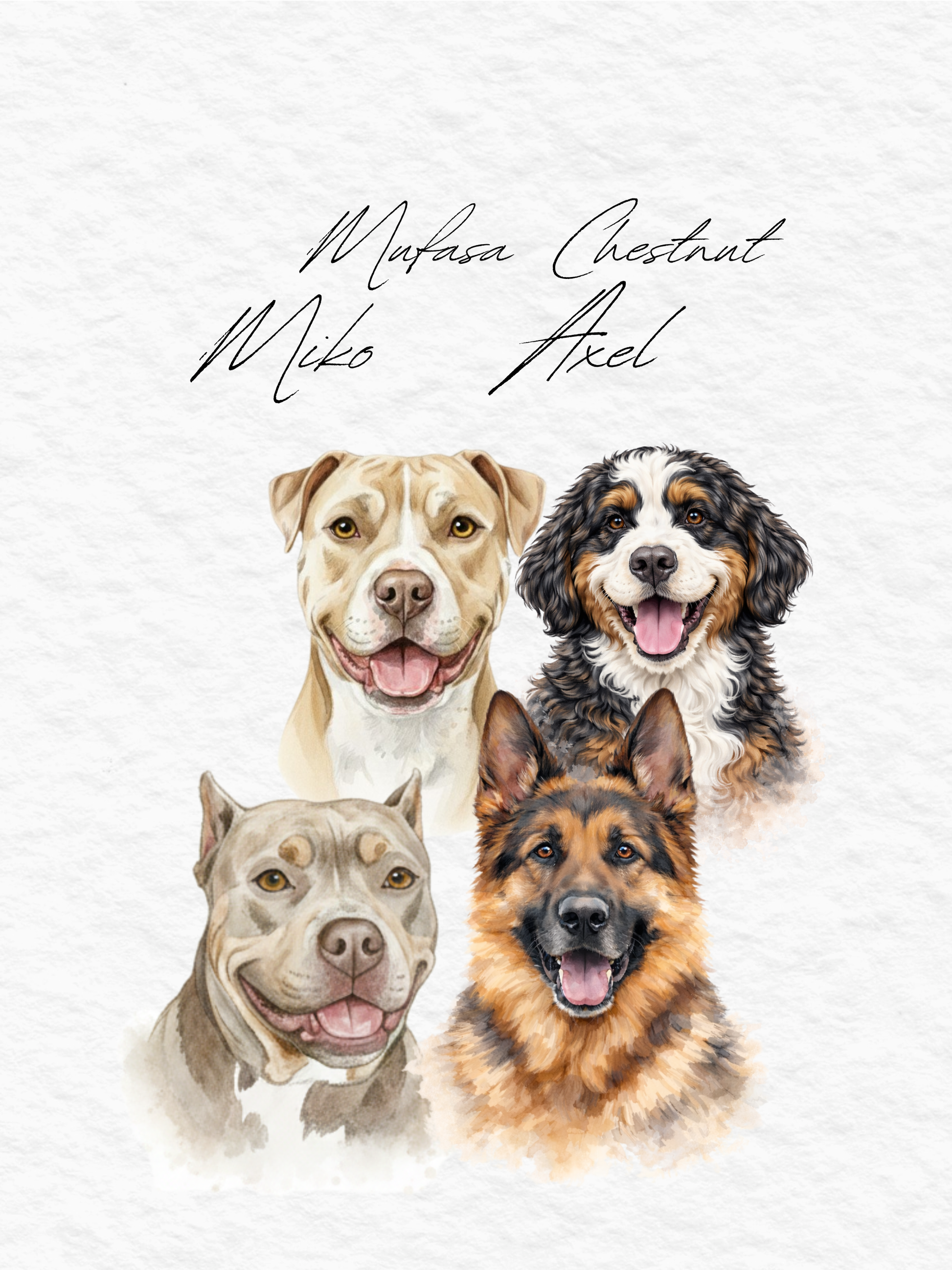 Custom Pet Portraits, Your Pet Sketch, Personalized Digital Dog Portraits, Personalized Pitbull, Bully, Pittie, Dog Portrait, Watercolor Pet Painting, Pet Memorial Art - Staggs Styles Co