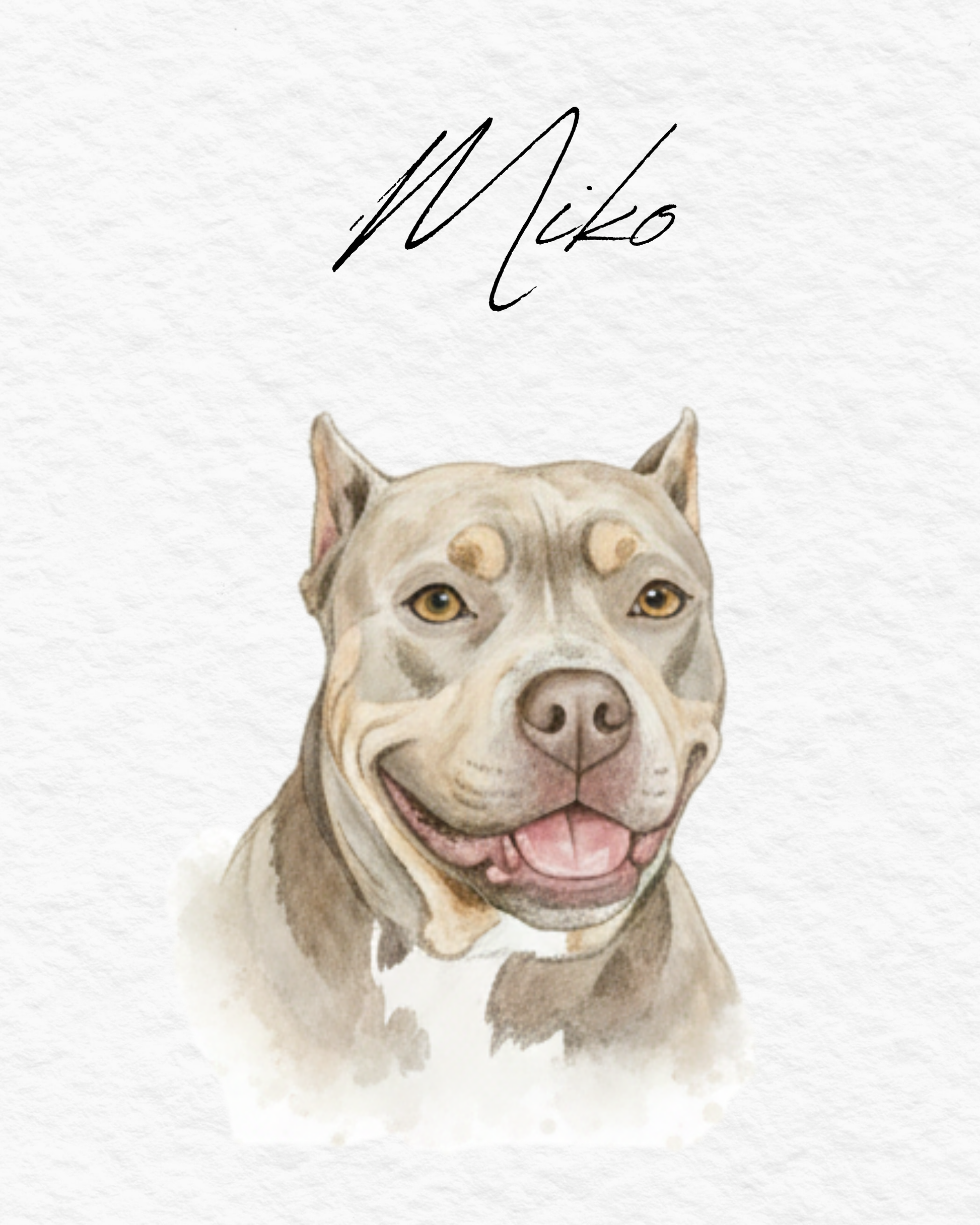 Custom Pet Portraits, Your Pet Sketch, Personalized Digital Dog Portraits, Personalized Pitbull, Bully, Pittie, Dog Portrait, Watercolor Pet Painting, Pet Memorial Art - Staggs Styles Co