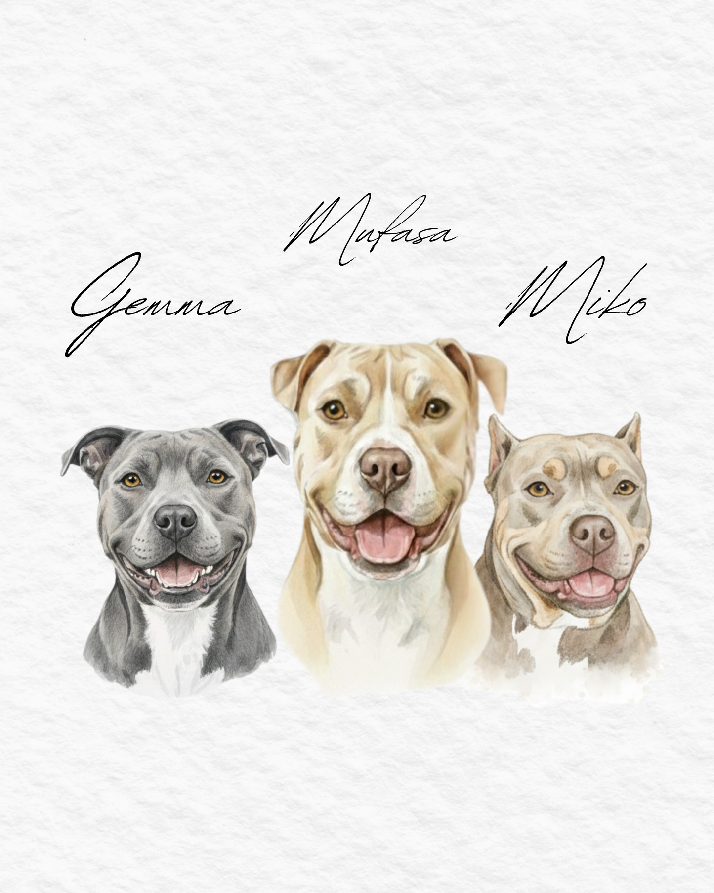 Custom Pet Portraits, Your Pet Sketch, Personalized Digital Dog Portraits, Personalized Pitbull, Bully, Pittie, Dog Portrait, Watercolor Pet Painting, Pet Memorial Art - Staggs Styles Co