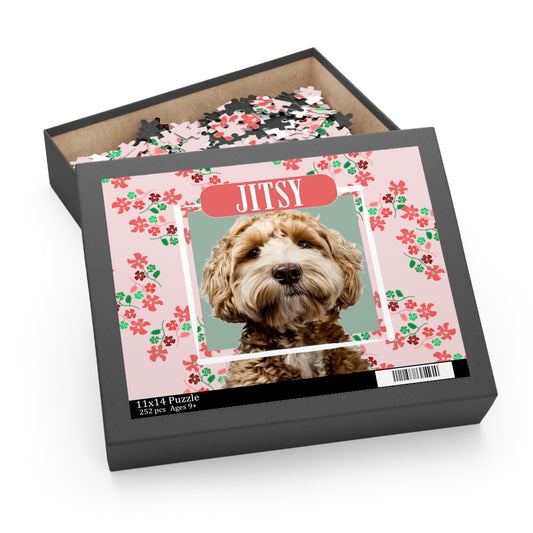 Custom Pet Portrait Puzzle – Personalized Dog Name Jigsaw (120/252/500 pcs)