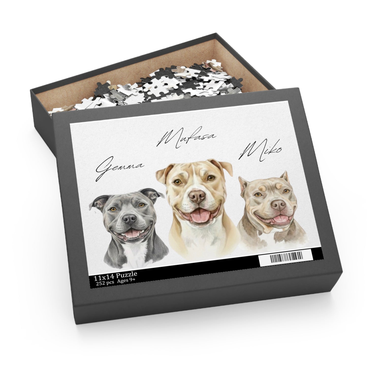 Custom Pet Portrait Puzzle – Personalized Dog Name Jigsaw (120/252/500 pcs)