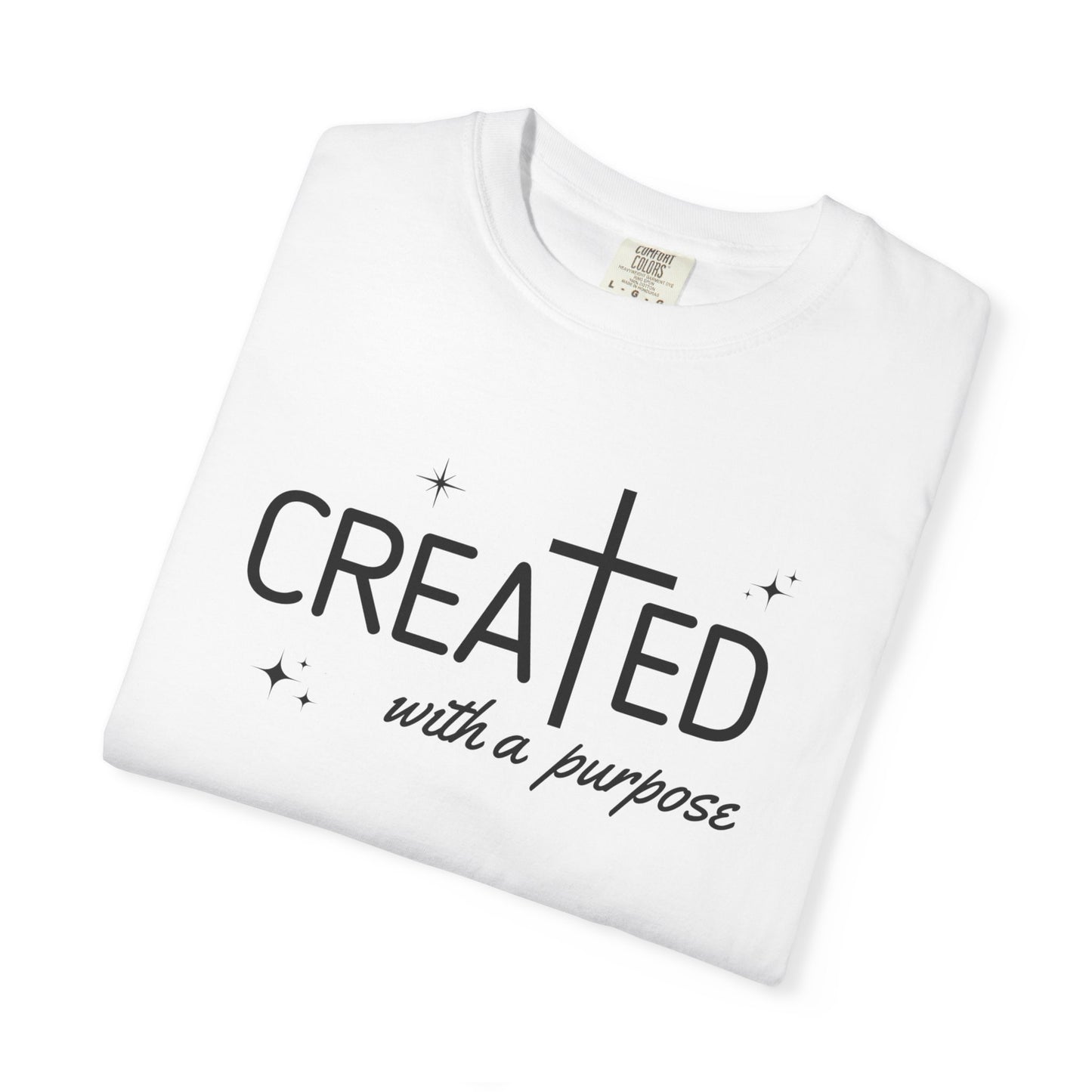 Created With a Purpose Shirt, Graphic Tee, Aesthetic Cross Tee, Faith, Christian T-Shirt, Soft Cotton Shirt