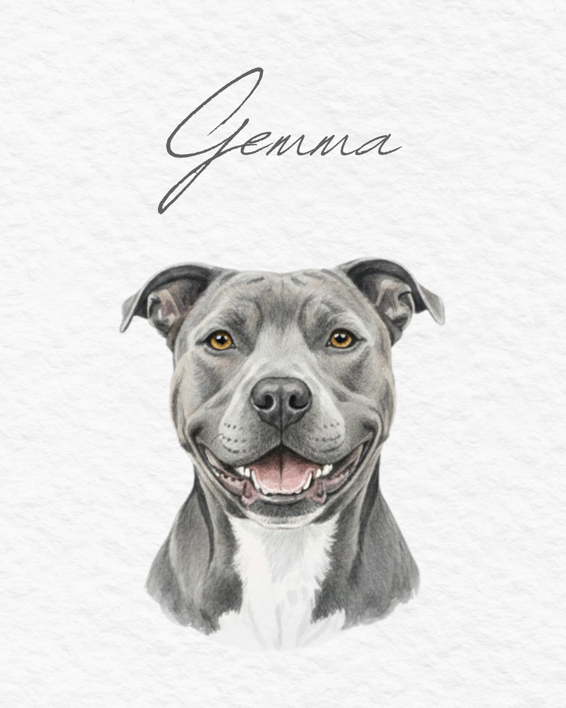 Custom Pet Portraits, Your Pet Sketch, Personalized Digital Dog Portraits, Personalized Pitbull, Bully, Pittie, Dog Portrait, Watercolor Pet Painting, Pet Memorial Art - Staggs Styles Co