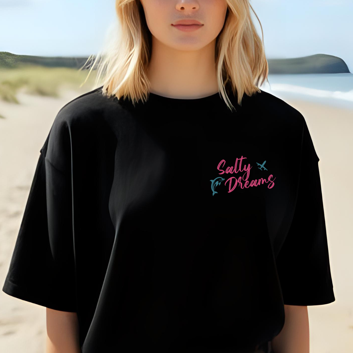 Salty Dreams Shirt, Summer, Ocean, Beach, Dolphin, Palm Tree, Vacation Tee