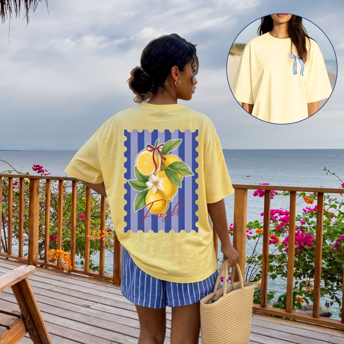 Fresh Lemons Shirt | Preppy Lemon Graphic Tee | Summer Shirt | Beach Outfit | Cruise Tee